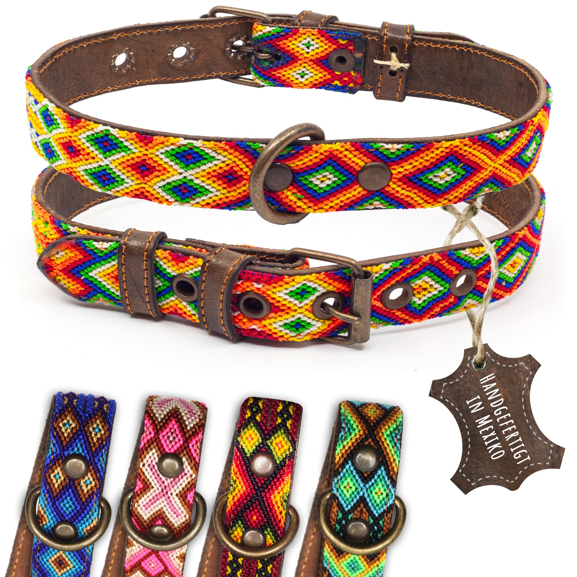 hunde halsband Hochwertiges rund geflochtenes Hundehalsband aus Leder Sky (Hellblau) main image 1
