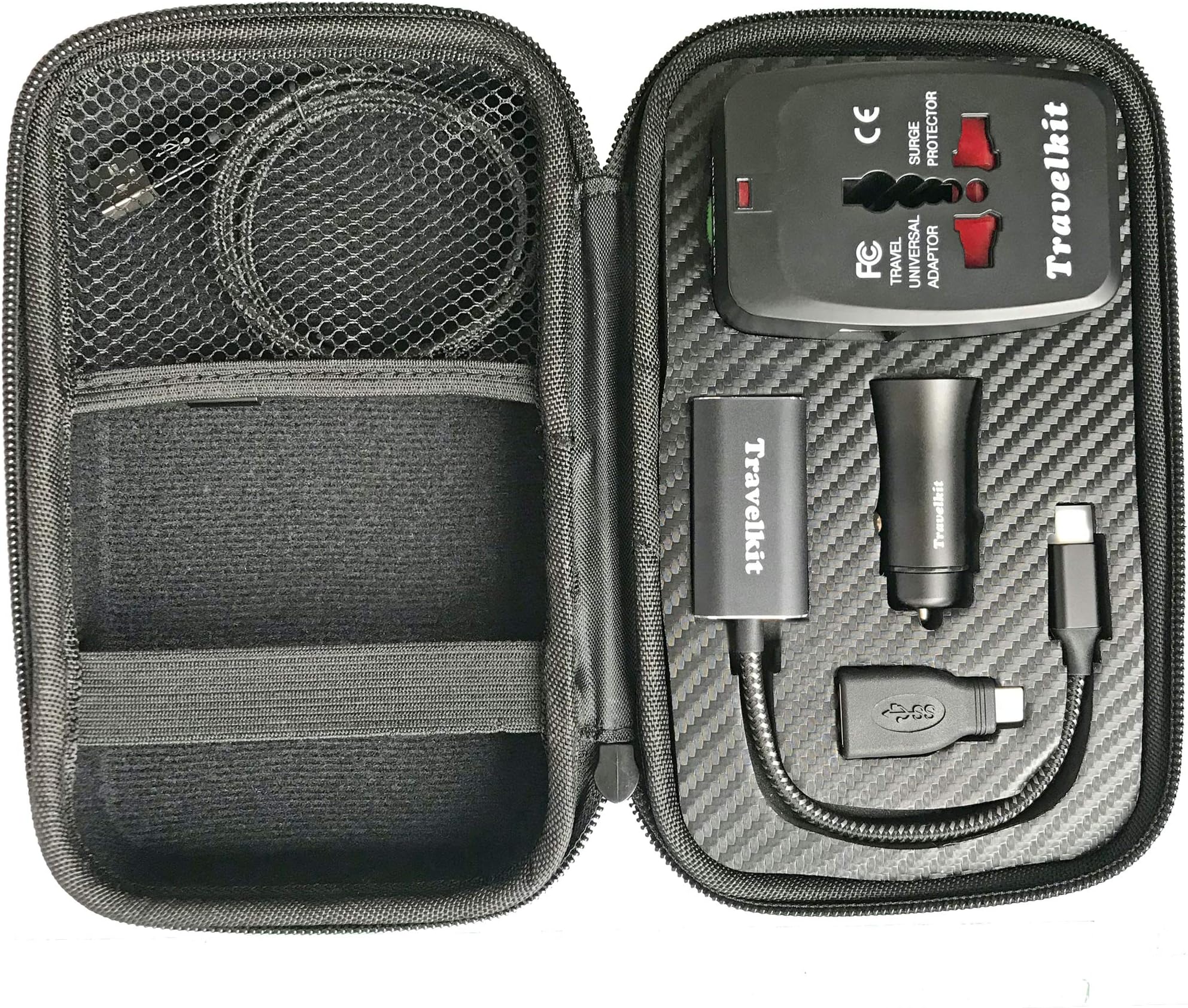 NESCOM International Business Charger Travelkit, Including Universal Charger, Car Charger, Lightning Cable, Type C to HDMI Adapter, Type C to USB A Adapter.