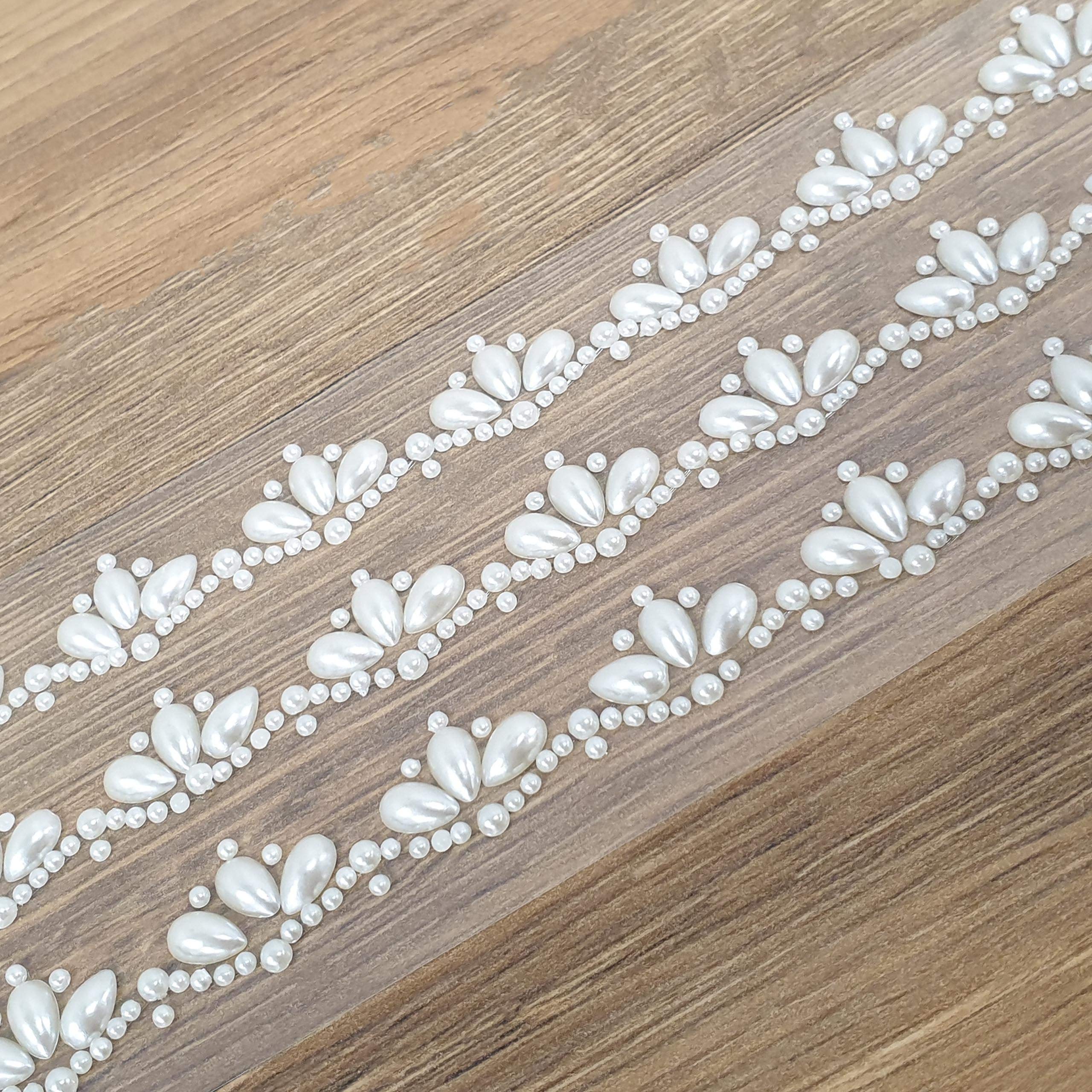 Pebble Eleven 16Cm Regal Pearl Diamante & Pearl Sticker Strips - Assorted Designs Self Adhesive Border Trim Stickers (, 3)