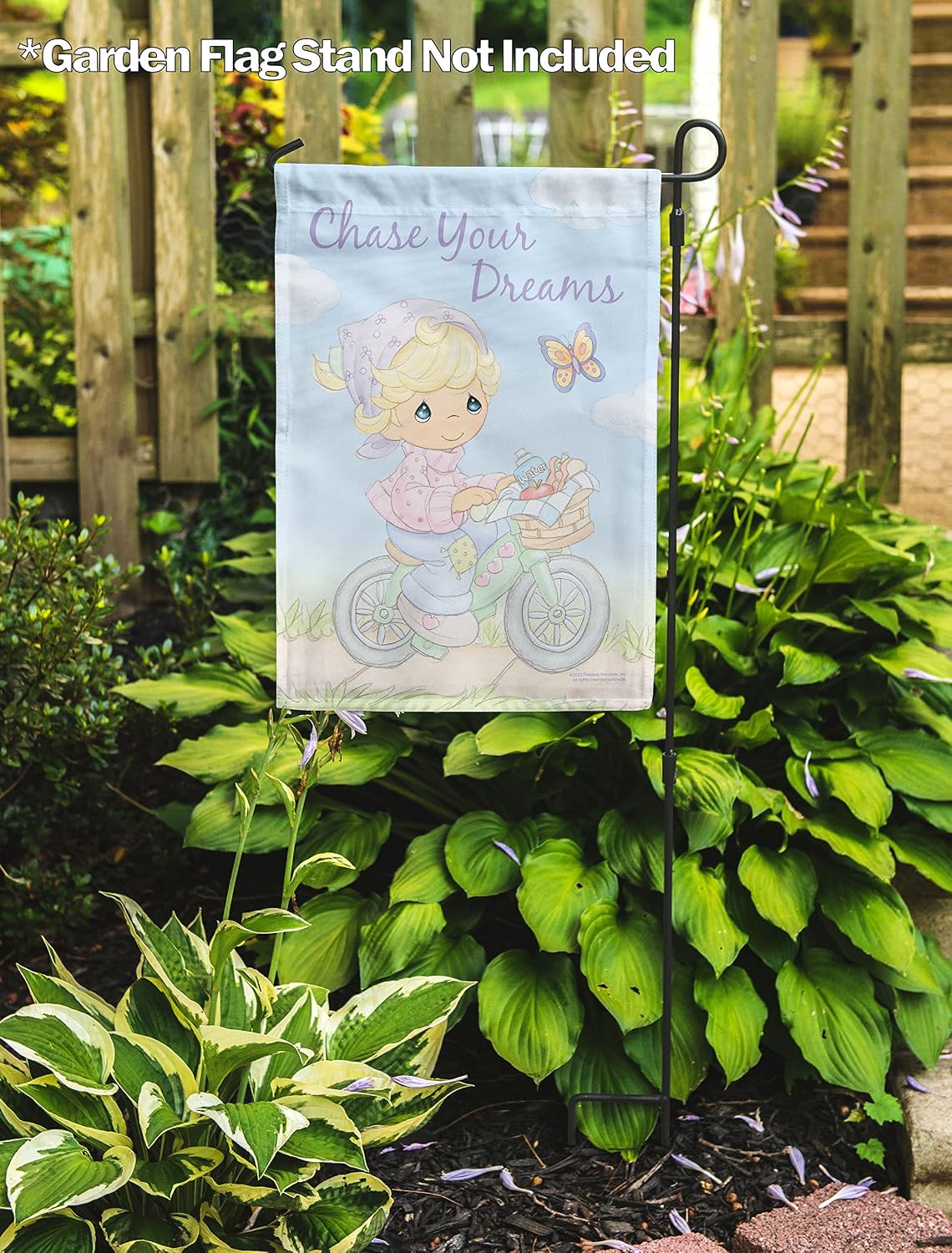 Flagology, Precious Moments Chase Your Dreams Bicycle Ride – Garden Flag 12" x 18", Outdoor Flag, Exclusive Premium Fabric, Licensed Precious Moments, Spring