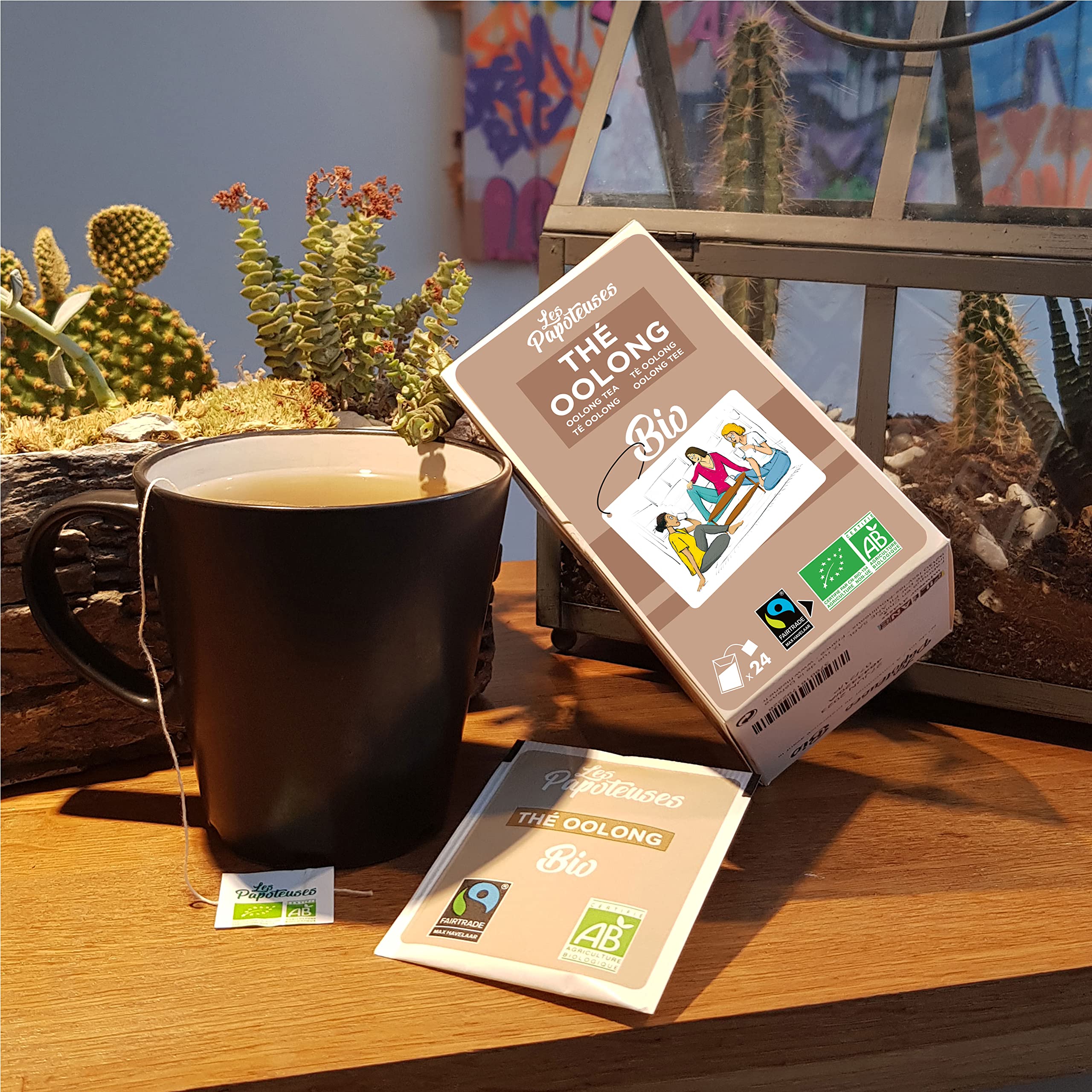 Les Papoteuses | Tè Oolong biologico dalla Cina | 72 Borse | Certificato biologico e del commercio equo e solidale | Set di 3 scatole da 24 bustine di foglie di tè Oolong