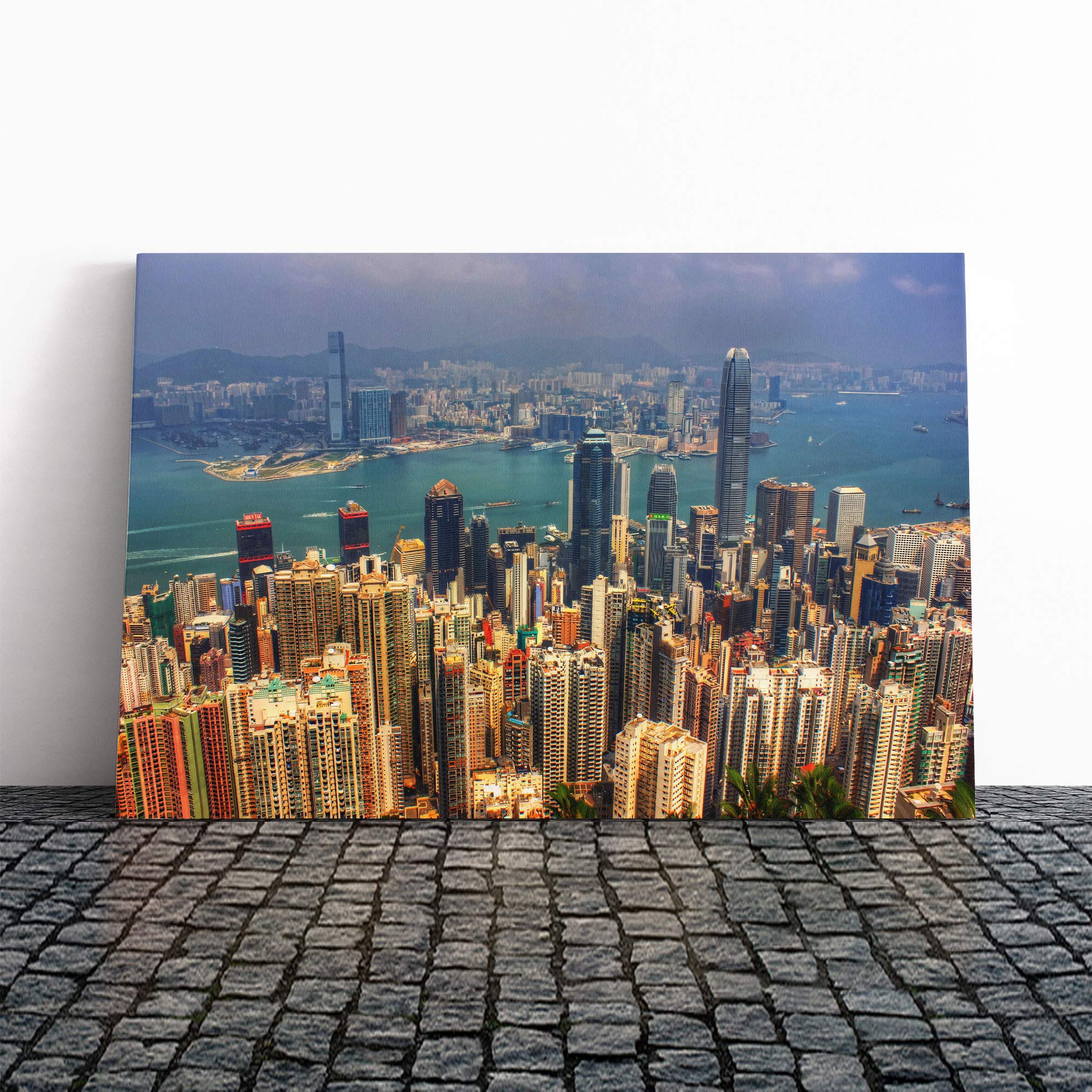 Hong Kong City Skyline China (2) Canvas Print | Gallery Wrapped 30mm Frame Wall Art | 30x20 inches | Ready to Hang | Modern Cityscape Picture | Living Room Bedroom Lounge Office