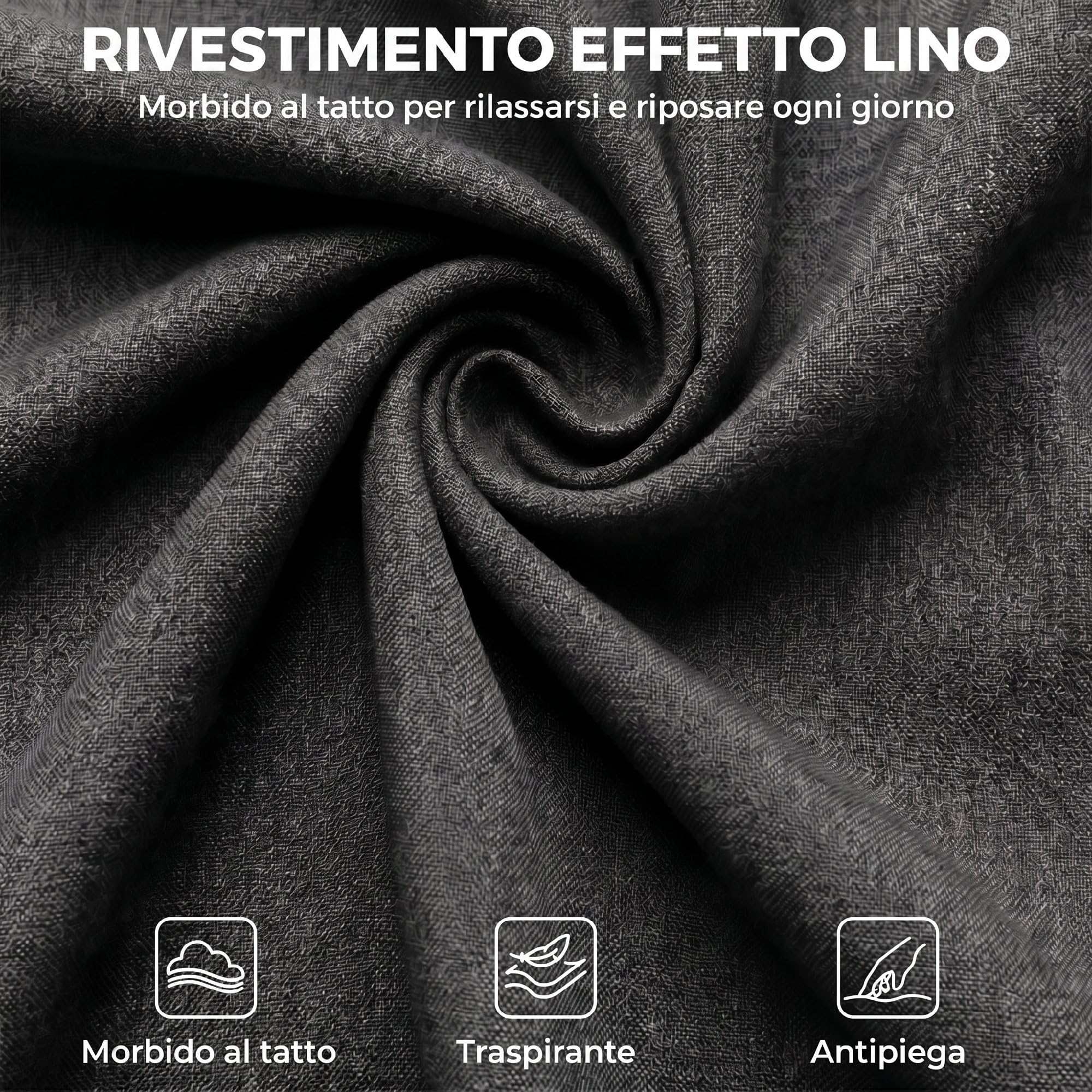 HOMCOM Poltrona Relax Reclinabile Manuale 135° con Poggiapiedi Grigio Scuro | Poltrona Reclinabile Ergonomica, Imbottita in Tessuto Effetto Lino, Gambe in Legno, per Soggiorno e Camera, 67x87x102cm