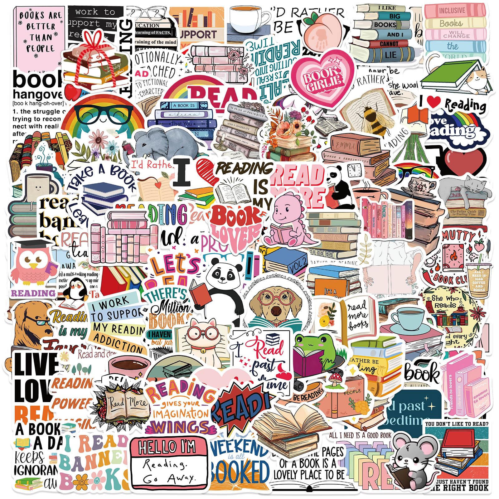 JUNEBRUSHS 324Pcs Book Stickers for Kindle, Spicy Bookish Sticker Pack for Adults, Aesthetic Book Accessories, Booktok Book Lovers Gifts, Vinyl Decals for Laptops, Water Bottles
