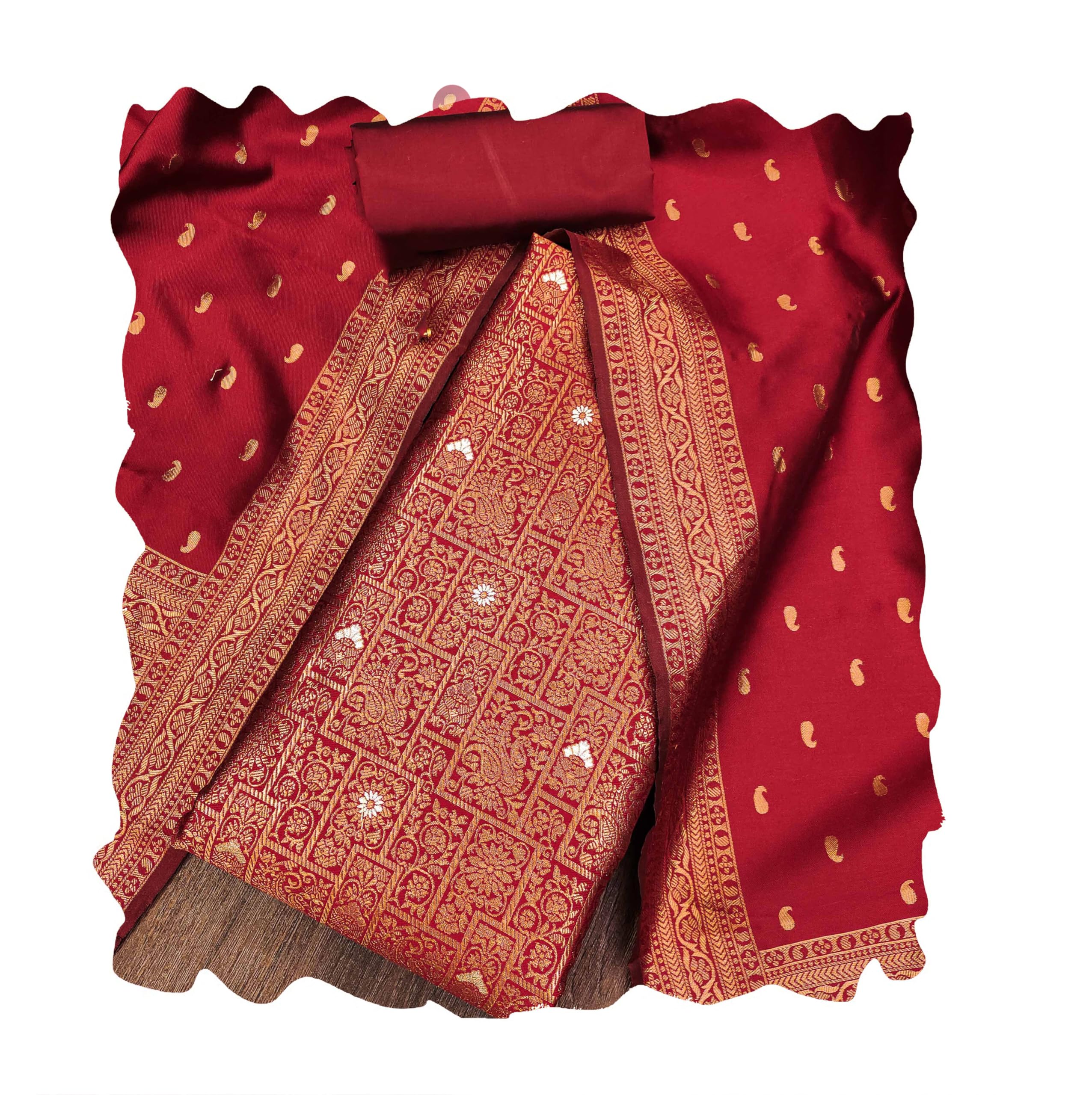 maroosh Women'S Red Unstitched Heavy Weaving Work With Mina Work And Jacquard Work Dupatta Jacquard Silk Dress Material (MRSSKTMBX9020A)-picture-28
