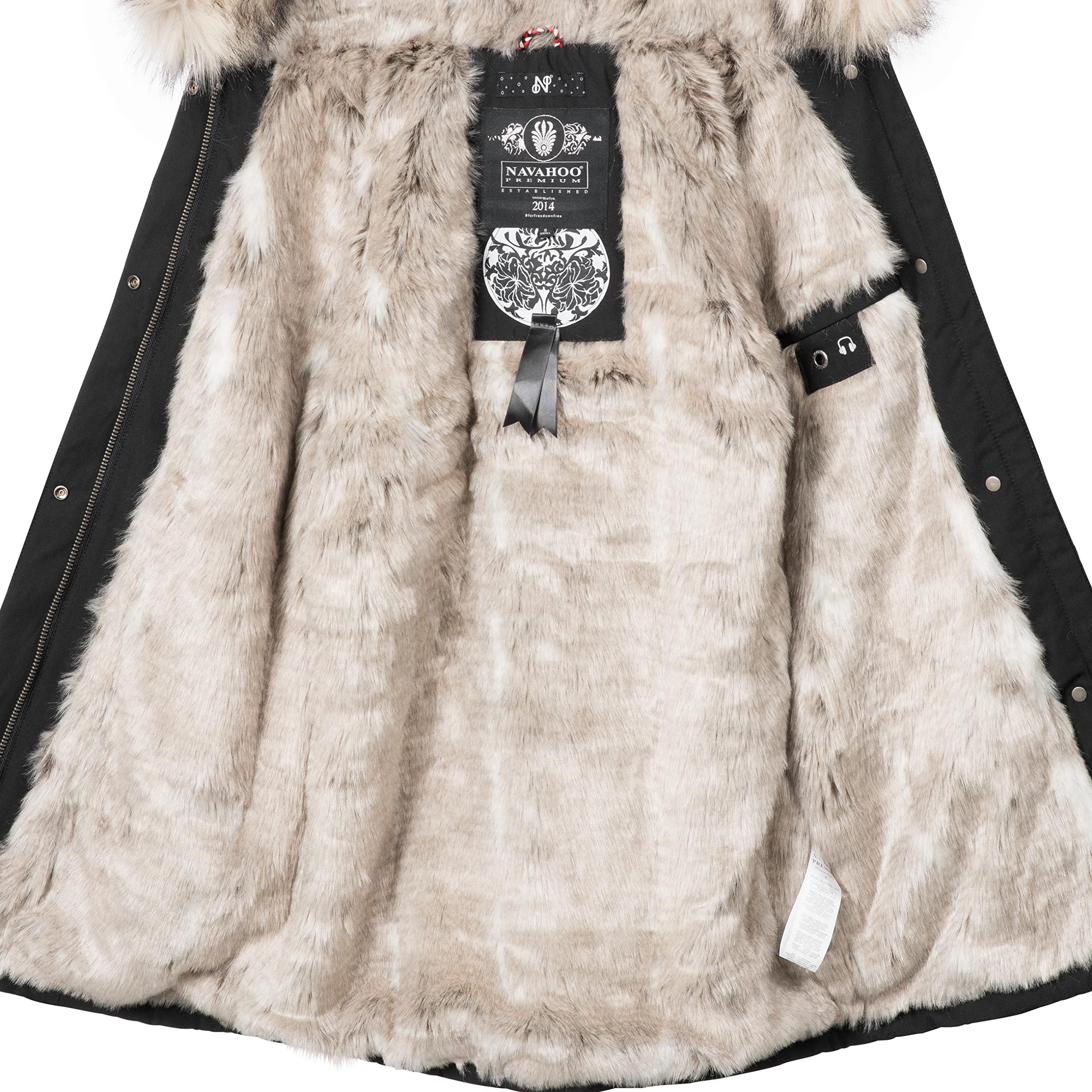 Navahoo Abrigo corto de invierno para mujer con capucha Cristal XS-XXL