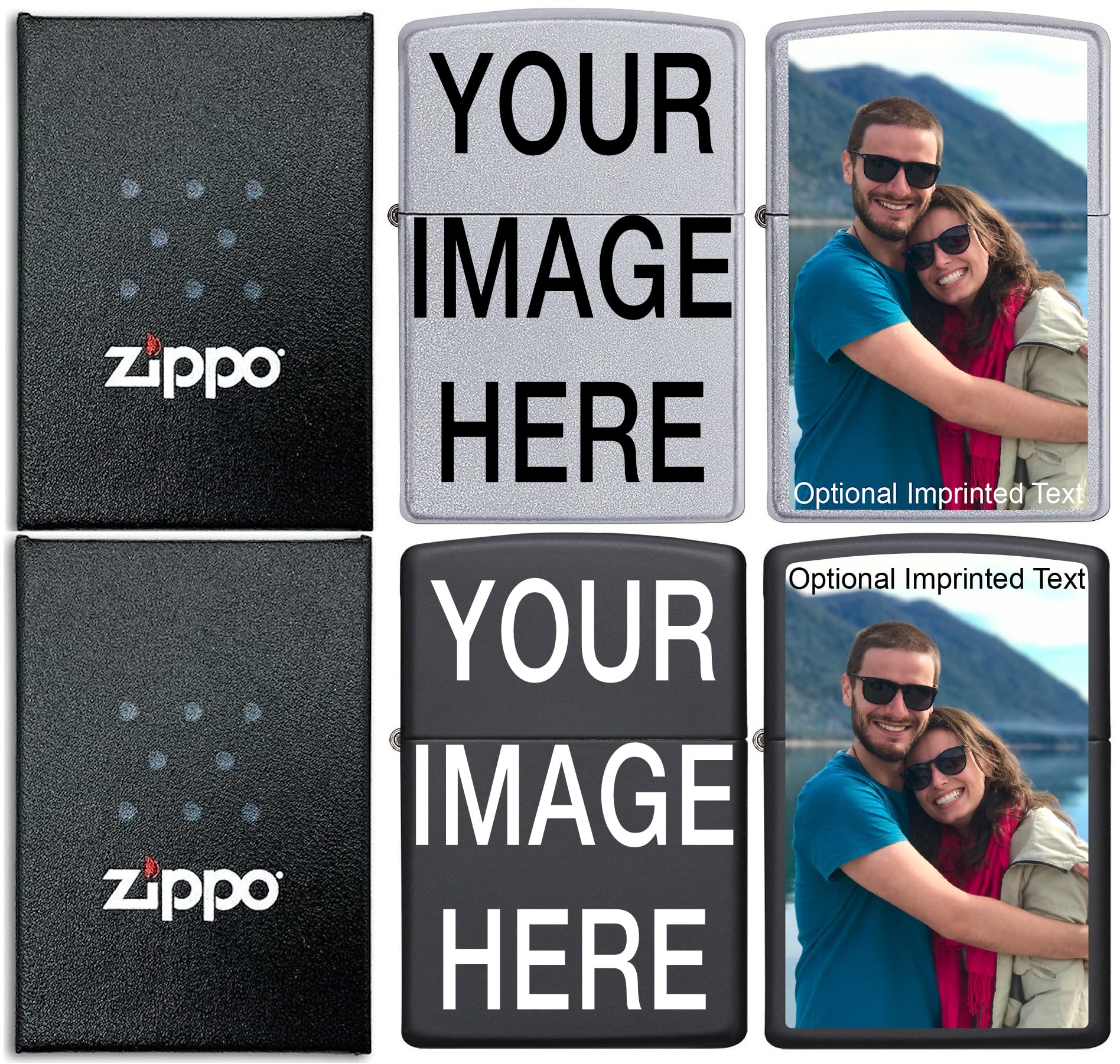 Custom Zippo Lighter! Personalize This Genuine Zippo with Your Image or Logo! Customized Zippos are a Great, Birthday Gift, for Man or Woman or Even for You!