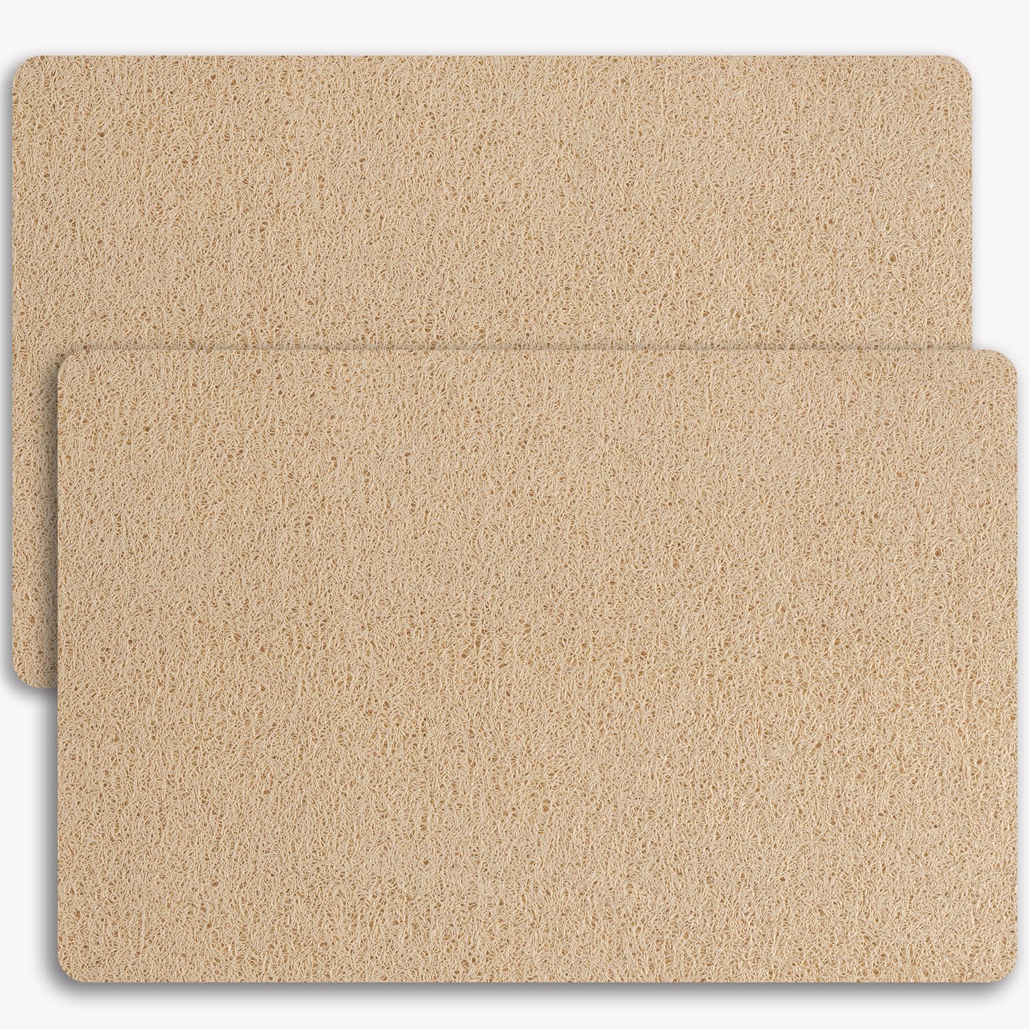 Hargiis Non-Slip Bathtub Mat, 2 Pack Anti Slip Shower Mat, Fast Drying Bathtub Mats, Foot Scrubber Mat, Anti Slip Mat for Tub, Floor, Bathroom, Kitchen, Home, Hotel (Beige 24"×16"+24"×16")