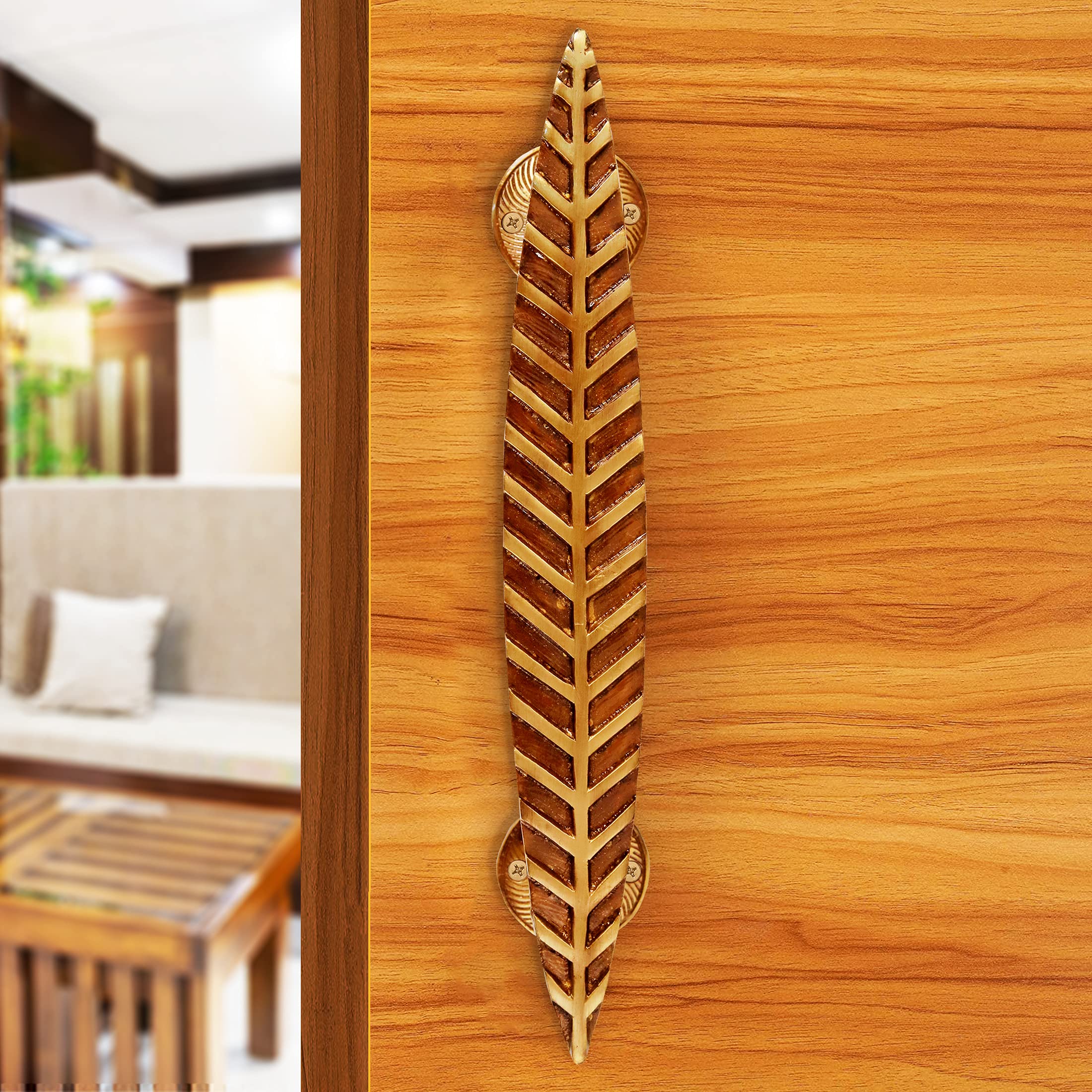Klaxon Ancient Brass Leaf Door Handle | Decorative Main Door Handle (12 Inches, Antique) (B096M229MF) Amazon Price History, Amazon Price Tracker