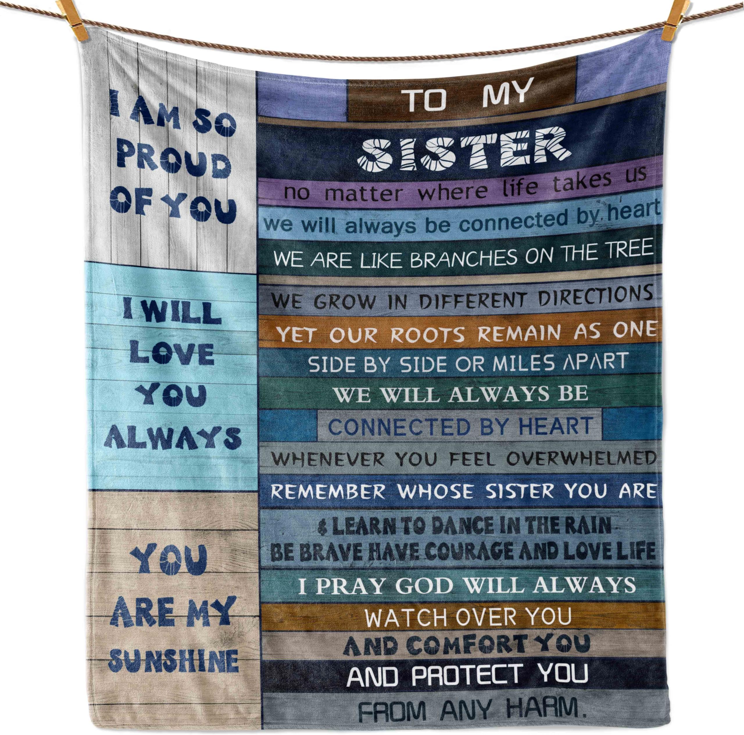 Sisters Gifts from Sister, Sister Birthday Gifts from Sister, Gifts for Sister, Big Sister Gift, Soul Sister, Valentines, Christmas Flannel Throws Blankets Warm Quilts for Bed 60x50in