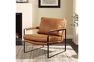 Art Leon Genuine Leather Accent Chair - Comfortable Mid Century Chair for...