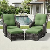 Vista 168 de Joyside Silla mecedora giratoria para exteriores para patio, mecedora de mimbre para exteriores con cojines de tela de olefina adecuada para porche