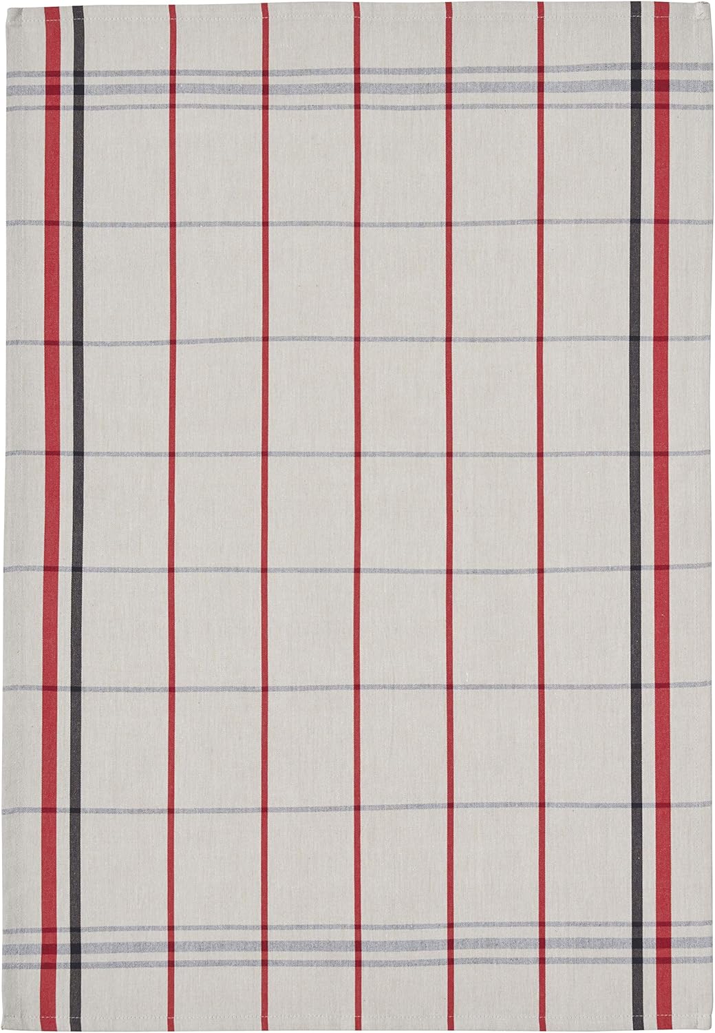 Coucke French Cotton Jacquard Towel, Plaid Leon, 20-Inches by 30-Inches, Beige, Red and Blue, 100% Cotton