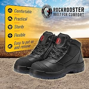 ROCKROOSTER 　安全靴　ワークブーツ　ロックルースター Amazon | ROCKROOSTER メンズ ワークブーツ、6インチ スチールトゥ