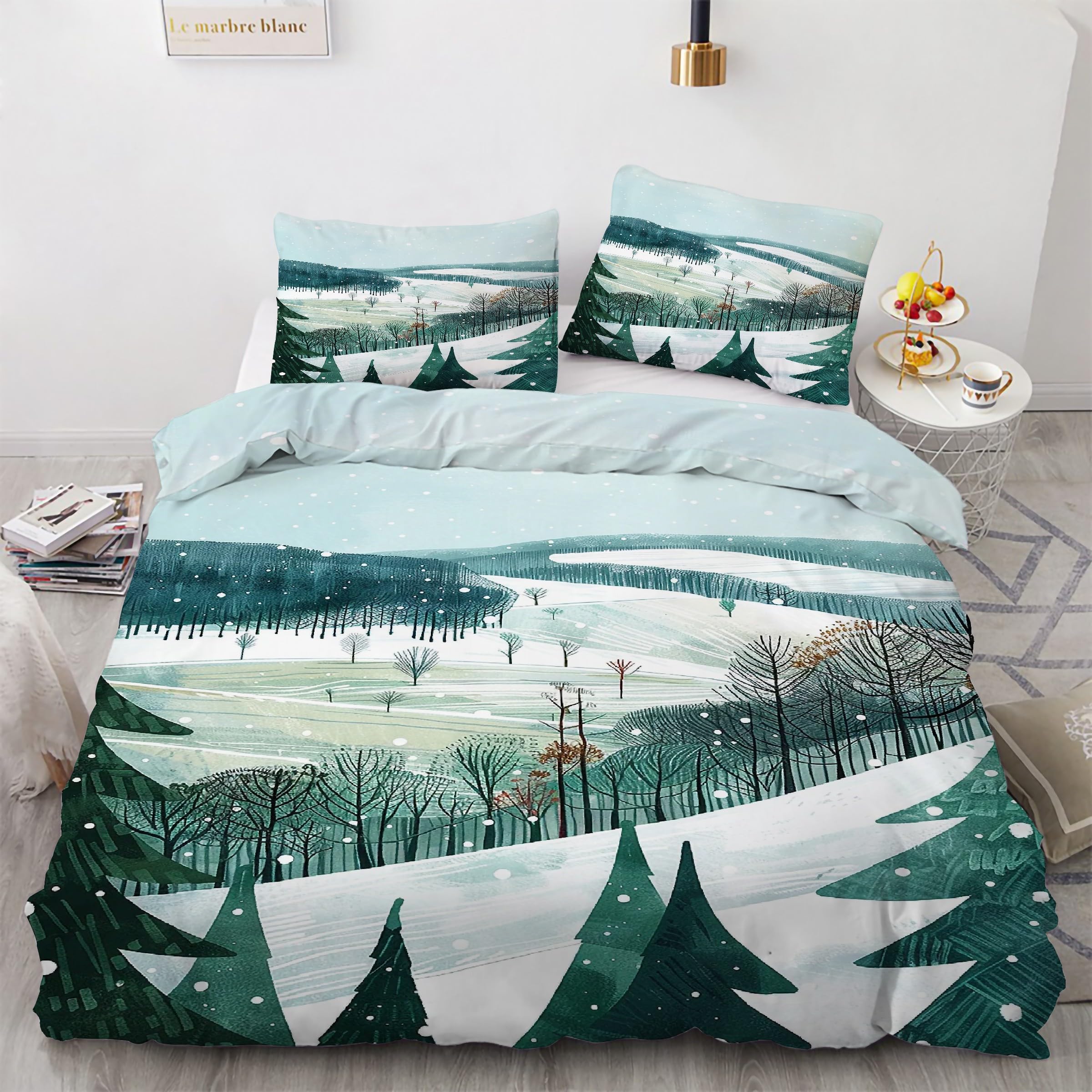 Parure de lit pin 160x200 évocatrice de nature pour chambre parentale
