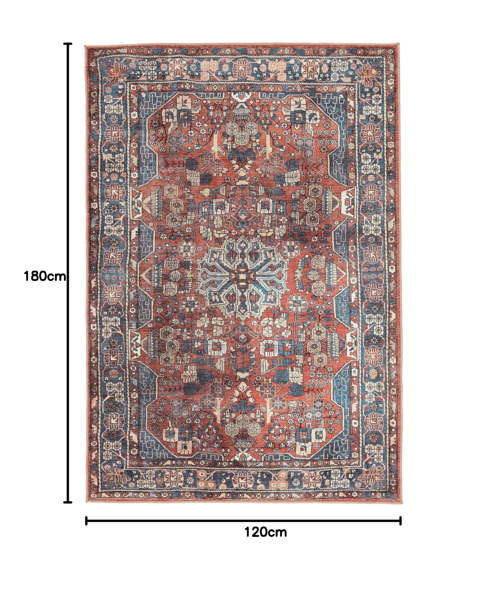 RugVista Galaxy Oriental, Dywan, Orientalne, 120 x 180 cm, Prostokąt, Niski, Pokój dzienny, Sypialnia, Kuchnia, Prać w pralce, Rdzawy/Niebieski