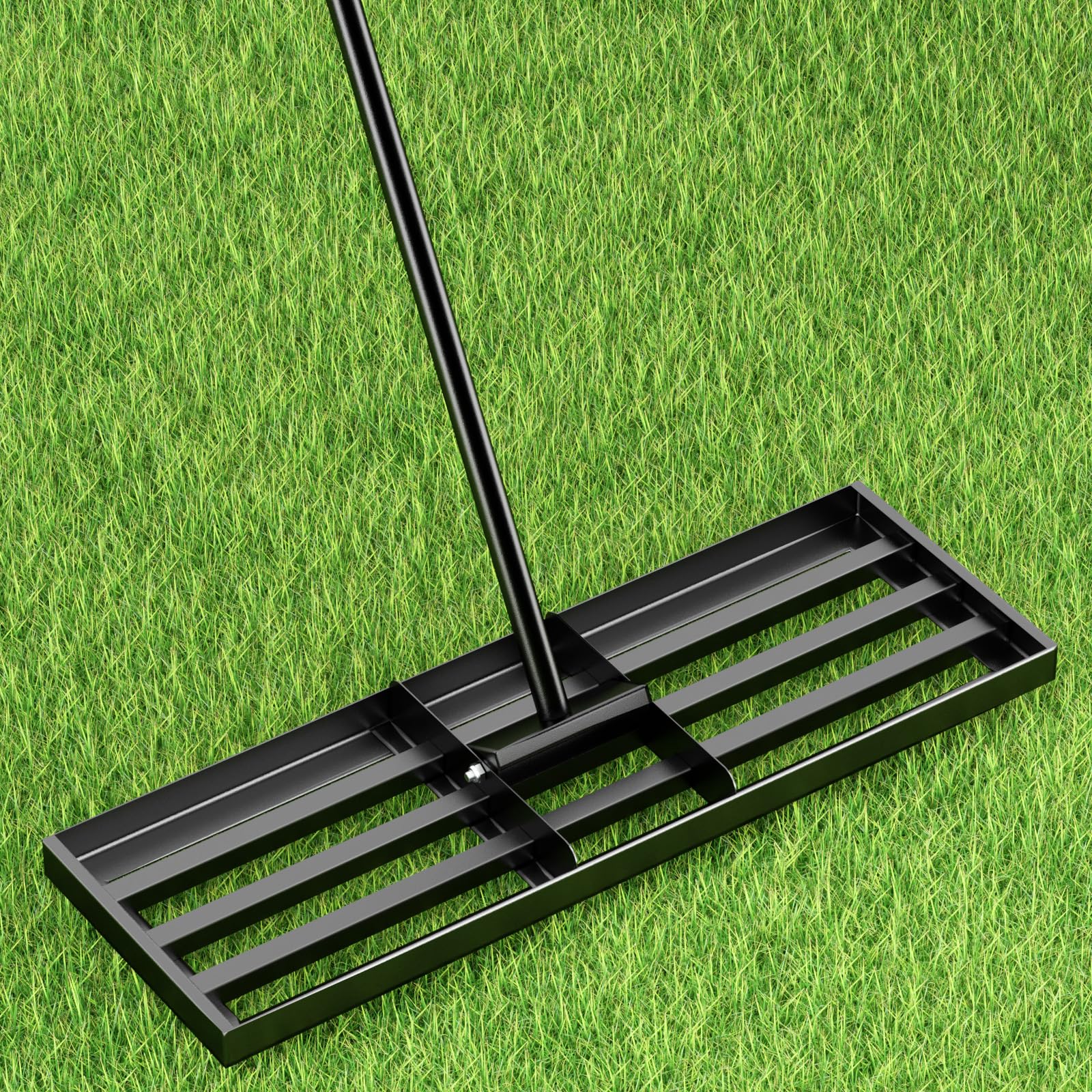 Lawn Leveling Rake, 76 x25cm Stainless Steel Lawn Leveler Tool, Ground Leveler for Yard with 198cm Adjustment Long Handle, Levelawn Lute for Grass, Golf Field, Garden and Courtyard