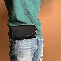 Vista 2 de Funda de cuero doble para teléfono para dos teléfonos, funda de teléfono doble para hombre, cinturón con clip para cinturón para iPhone 16 Pro Max