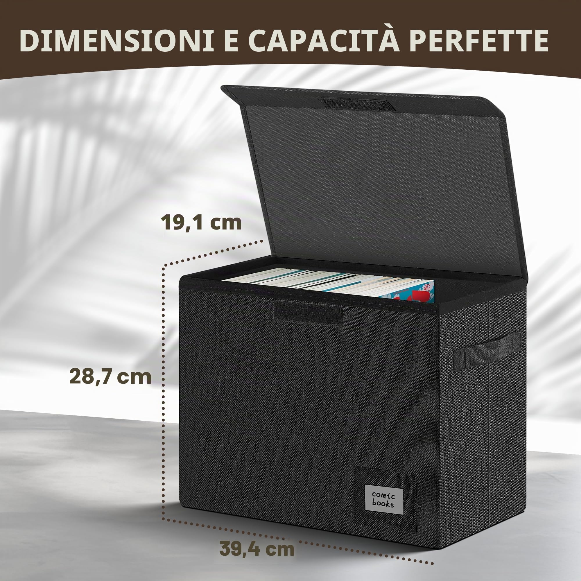 Leffis Confezione da 3 scatole per fumetti, 39,4 x 19,1 x 28,7 cm, scatola corta pieghevole per fumetti con coperchio, può contenere 150 fumetti