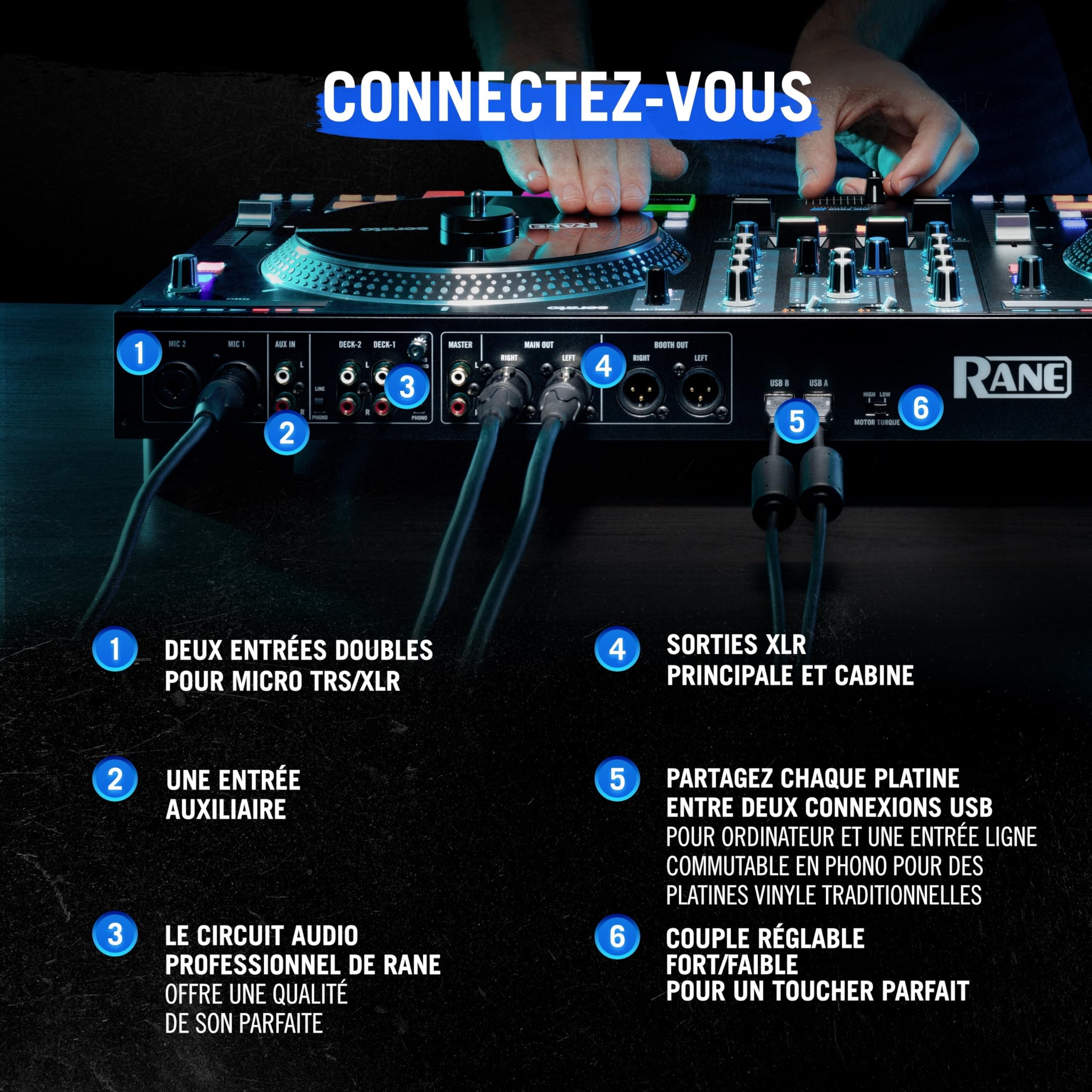 RANE ONE Set DJ et Controleur DJ Complet Pour Serato DJ avec Mixeur DJ Intégré, Plateaux Motorisés et Serato DJ Pro Inclus