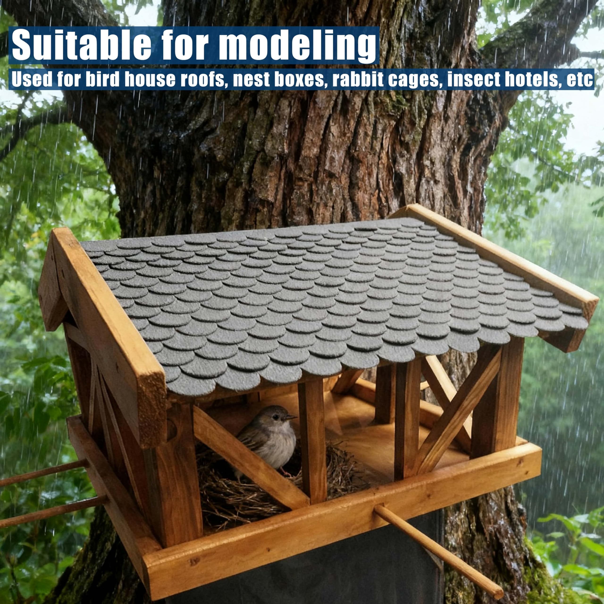 32 unidades de fieltro autoadhesivo para techos para pajareras, tejas en gris (30 x 5 cm y 30 x 11 cm) – Resistente al agua para nido, hotel de insectos, conejeras, casetas para pájaros DIY, casetas