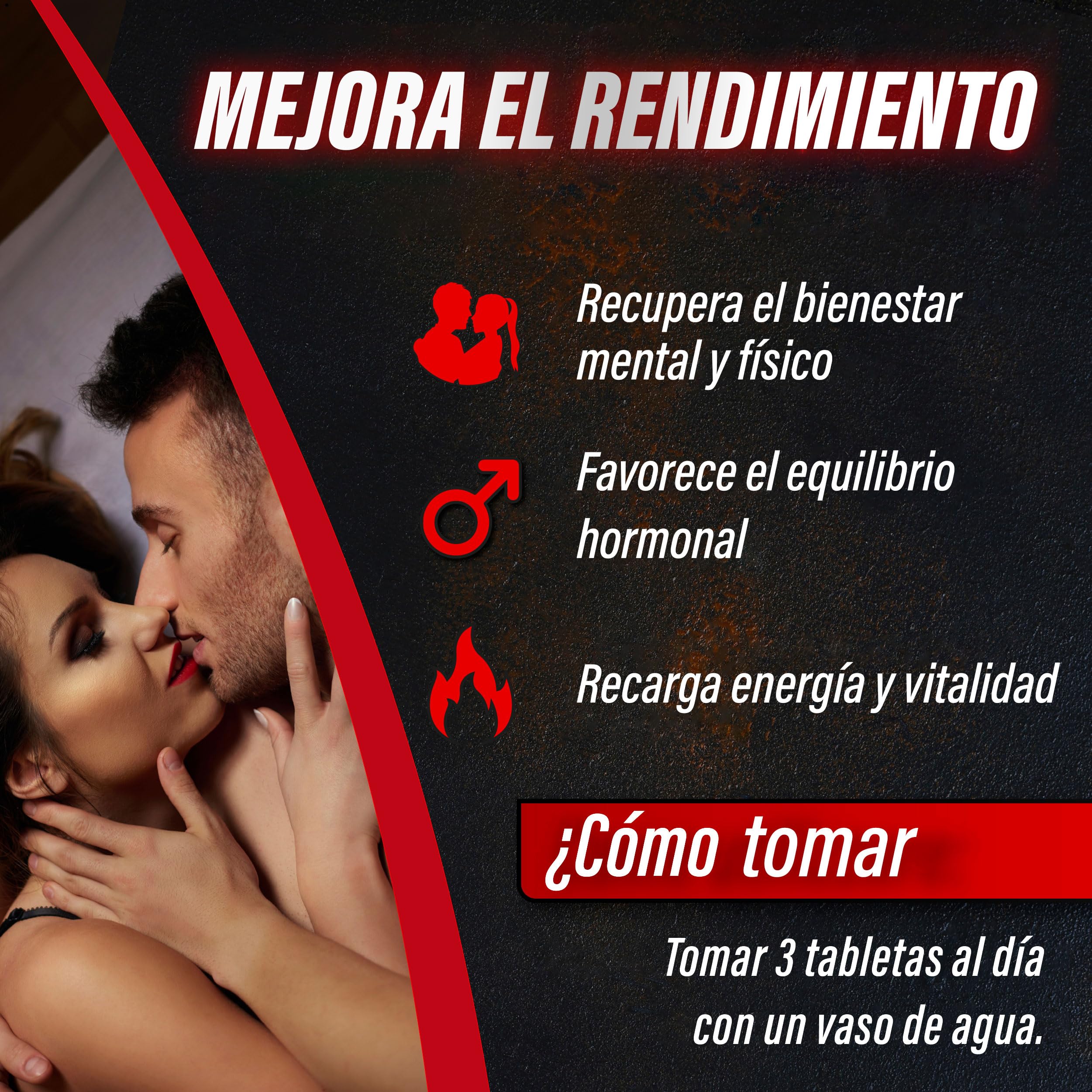Testo Booster Fórmula con Ashwagandha KSM-66 Pura, Tribulus Terrestris, Bisglicinato de Zinc, Vitamina D, Acido Folico y Hierro Suplemento, 90 Comprimidos con Vitamina D para Función Muscular Normal