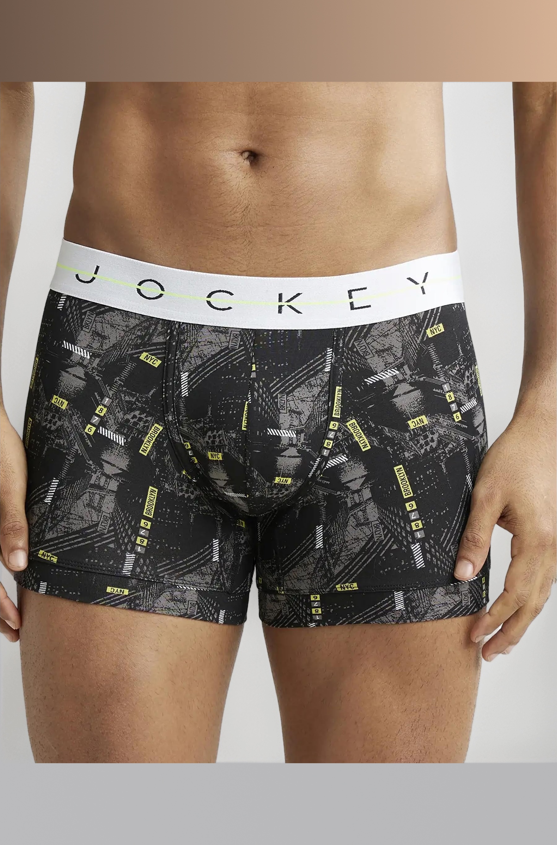 NY02 Men's Super Combed Cotton Elastane Stretch Printed Trunk with Ultrasoft Waistband (Prints May Vary)