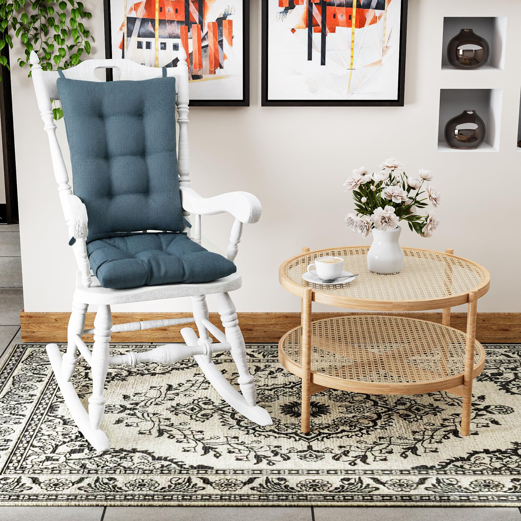 Klear Vu Gripper Jumbo Saturn Rocking Chair Cushion Set, Blue