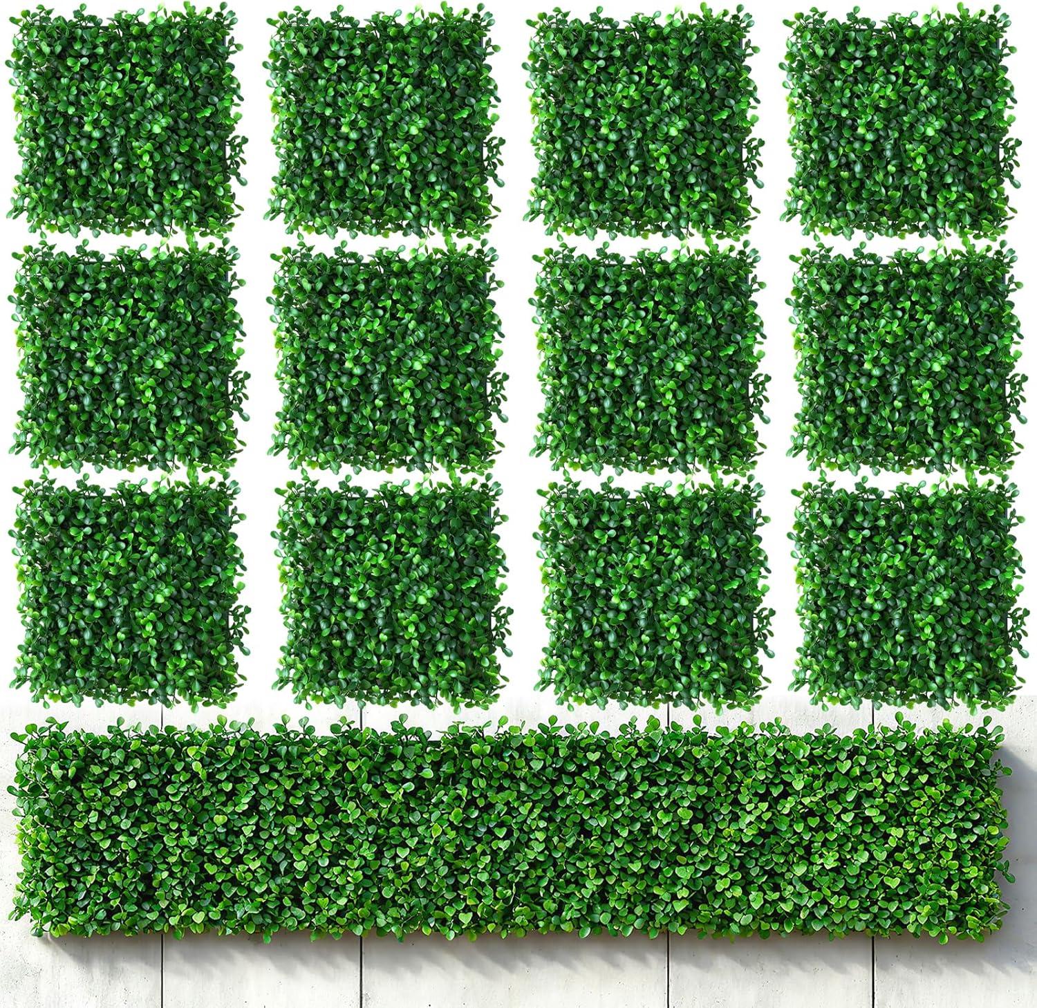 Artificial Grass Wall Backdrop Panels, 10 X 10 in 12Pcs Greenery Backdrop, Green Wall Decor for Outdoor, Indoor Grass Walls, Garden Fence, Backyard and Decor (10 x 10'')