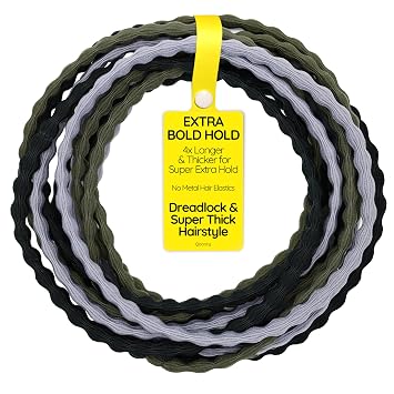 12-Pack 4X Extra Long Hair Ties - Ideal for Dreadlocks, Curly, Extra Thick Hair - Durable, Oversized, and Gentle Ponytail Holders, , Natural