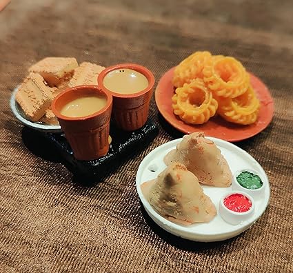 Bumbleberry Evening Snacks Miniature 3D Food Fridge Magnet | Set of 3 | Kitchen Decor | Handmade in India | 3D Fridge Magnets | Best for Gifting