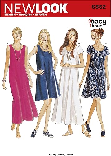 Miniatura 4 de New Look Patrón de costura fácil de las señoras 6352 vestidos en 4 variaciones