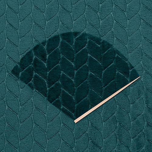 Miniatura 5 de Kingole Manta Sherpa de lujo reversible de doble capa, color azul pavo real, extra cálida, súper suave y acogedora felpa para sofácama, microfibra