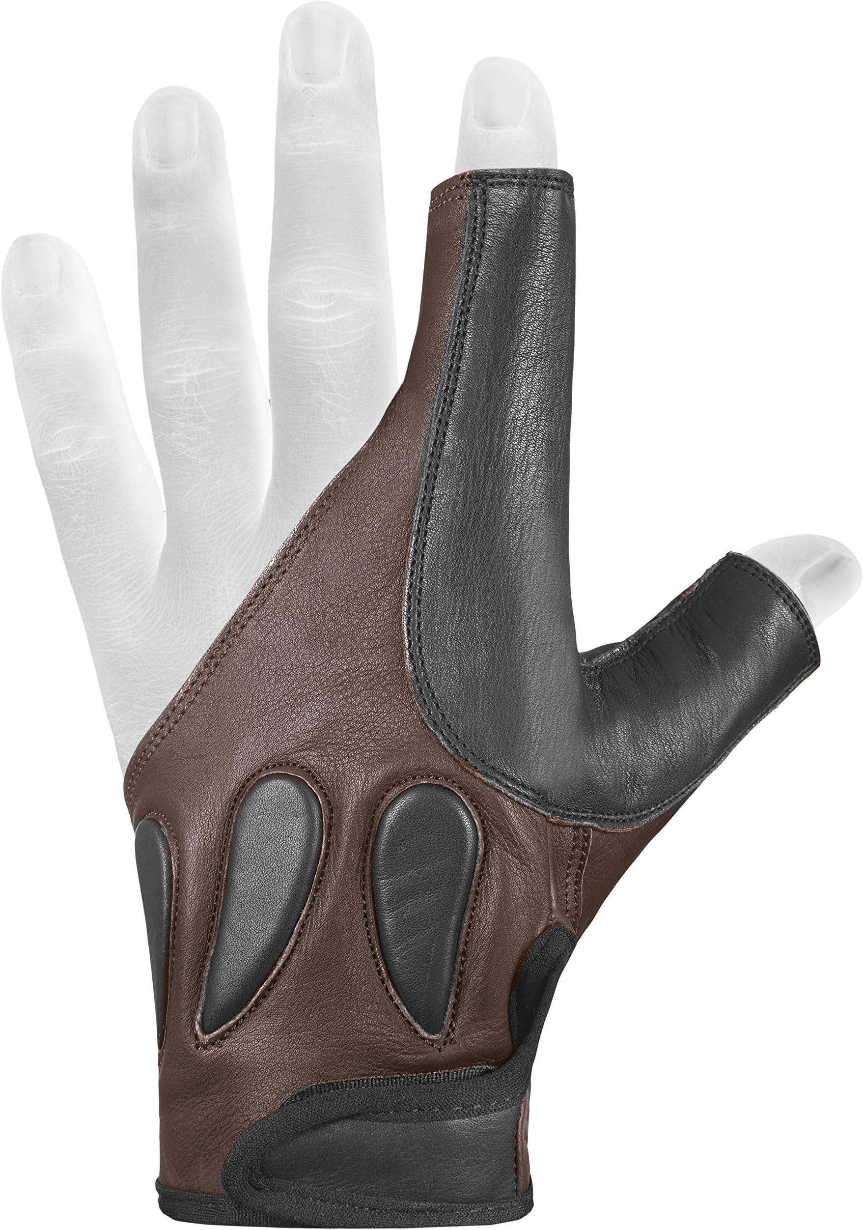 Italian Leather Archery Bow Glove for Right-Handed Shooters – Worn on Left Hand – Padded Back – 100% Real Leather – Beige, Black, Light Brown, Dark Brown