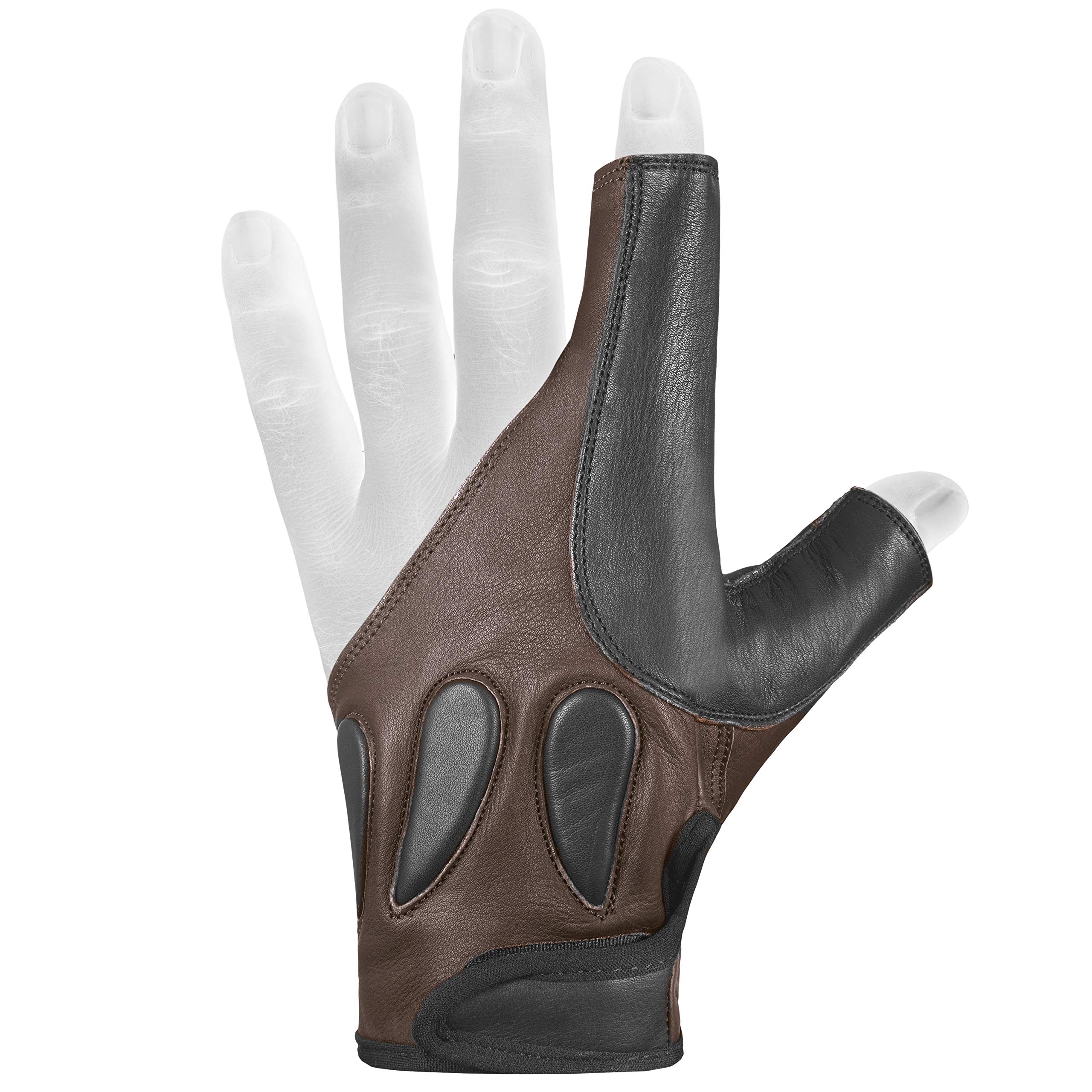 Italian Leather Archery Bow Glove for Right-Handed Shooters – Worn on Left Hand – Padded Back – 100% Real Leather – Beige, Black, Light Brown, Dark Brown