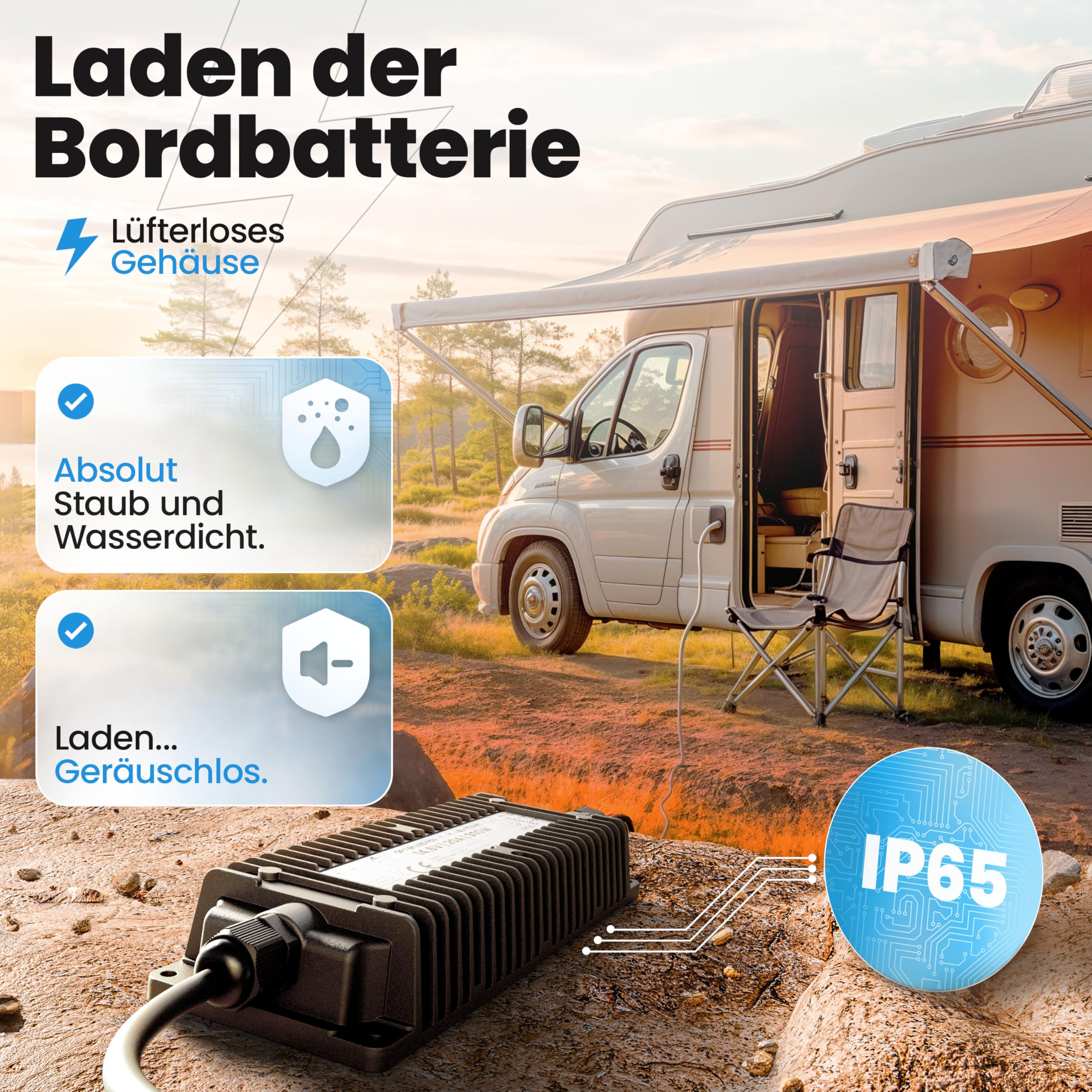 48V Batterie-Ladegerät LiFePO4 58,4V 5A 300W | Optimiert für Lithium-Eisenphosphat-Akku | Auto-Batterie Charger Wasserdicht