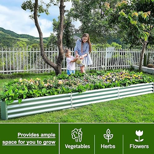 Miniatura 6 de Land Guard Kit de cama de jardín elevada galvanizada de 12 x 4 x 1 pies para verduras, macetas de metal galvanizado súper grandes para jardín al