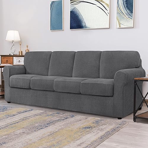 Vista 557 de CHUN YI - Funda elástica para sillón (3 piezas), funda para sofá de 1 plaza con un respaldo y cojín separado con banda elástica, tela jacquard