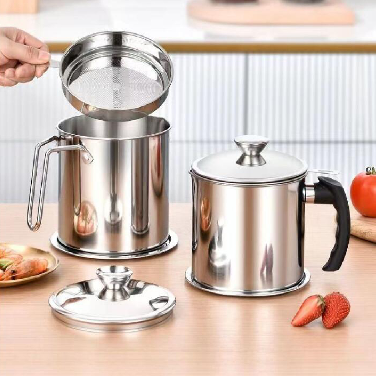 Amazon | SensaBliss オイルポット 油こし器 1.4L 304ステンレス