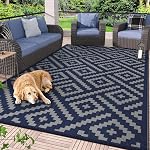 GENIMO 5'x8' Rug Outdoor Waterproof, Tapis de camping réversible, Rugs en plastique pour patio, RV, Campeur, Balcon, Cour arrière, Pique-nique, Deck & Marron)
