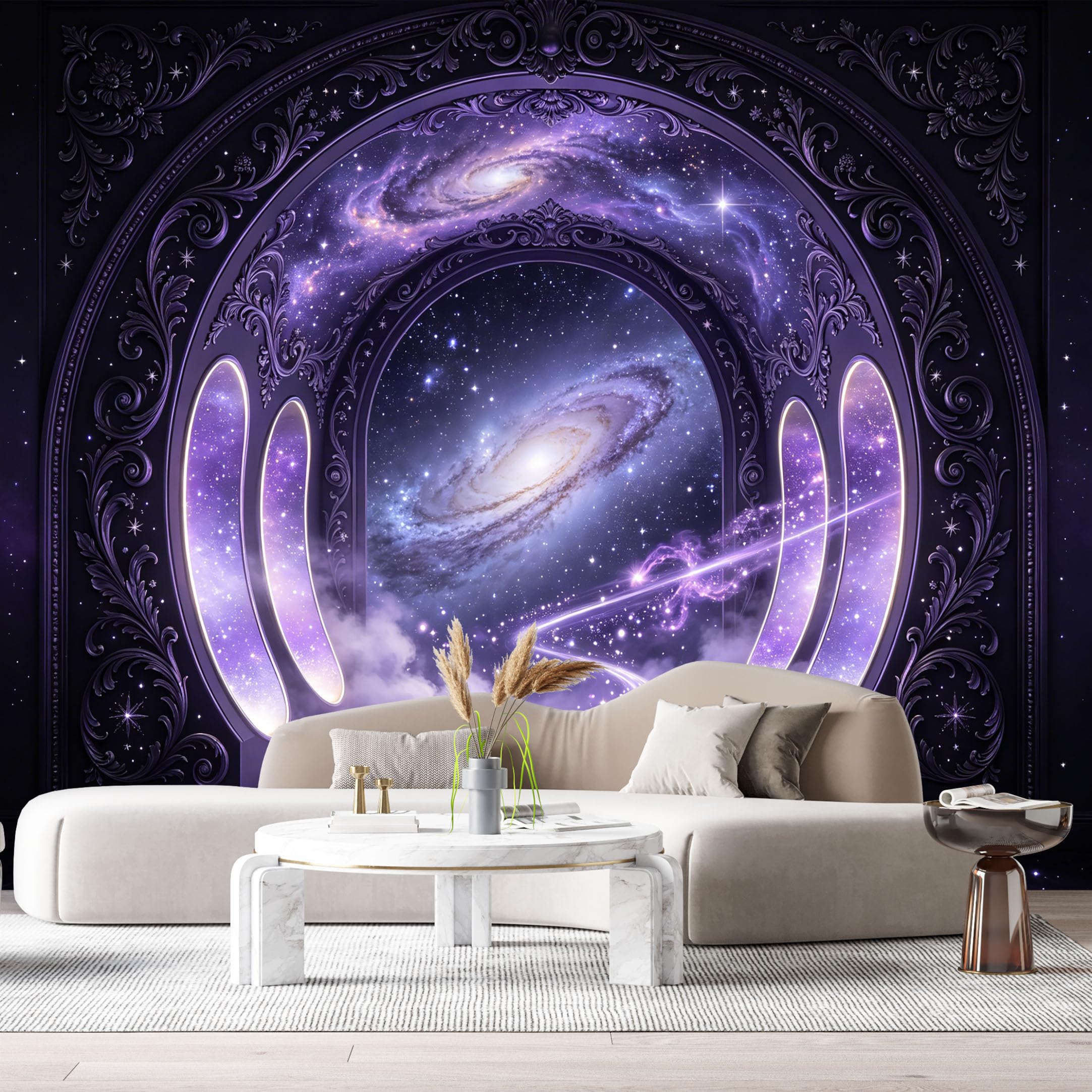 Custom Size Wall Murals Cosmic Galaxy Archway Abstract 3D Trompe L'Oeil SelfAdhesiveWall Fabric Removable Wallpaper Wall Decor for Living Room Bedroom Bathroom