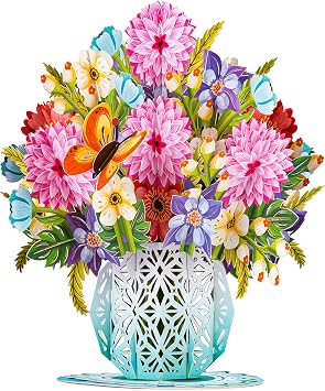 Paper Love HugePop Spring Bouquet Pop Up Card, With Detachable Paper Flower Bouquet, Gift for Birthday, Wedding, Anniversary, Graduation, Get Well, Thank You, All Occasion - Jumbo 10 x 14 Cover