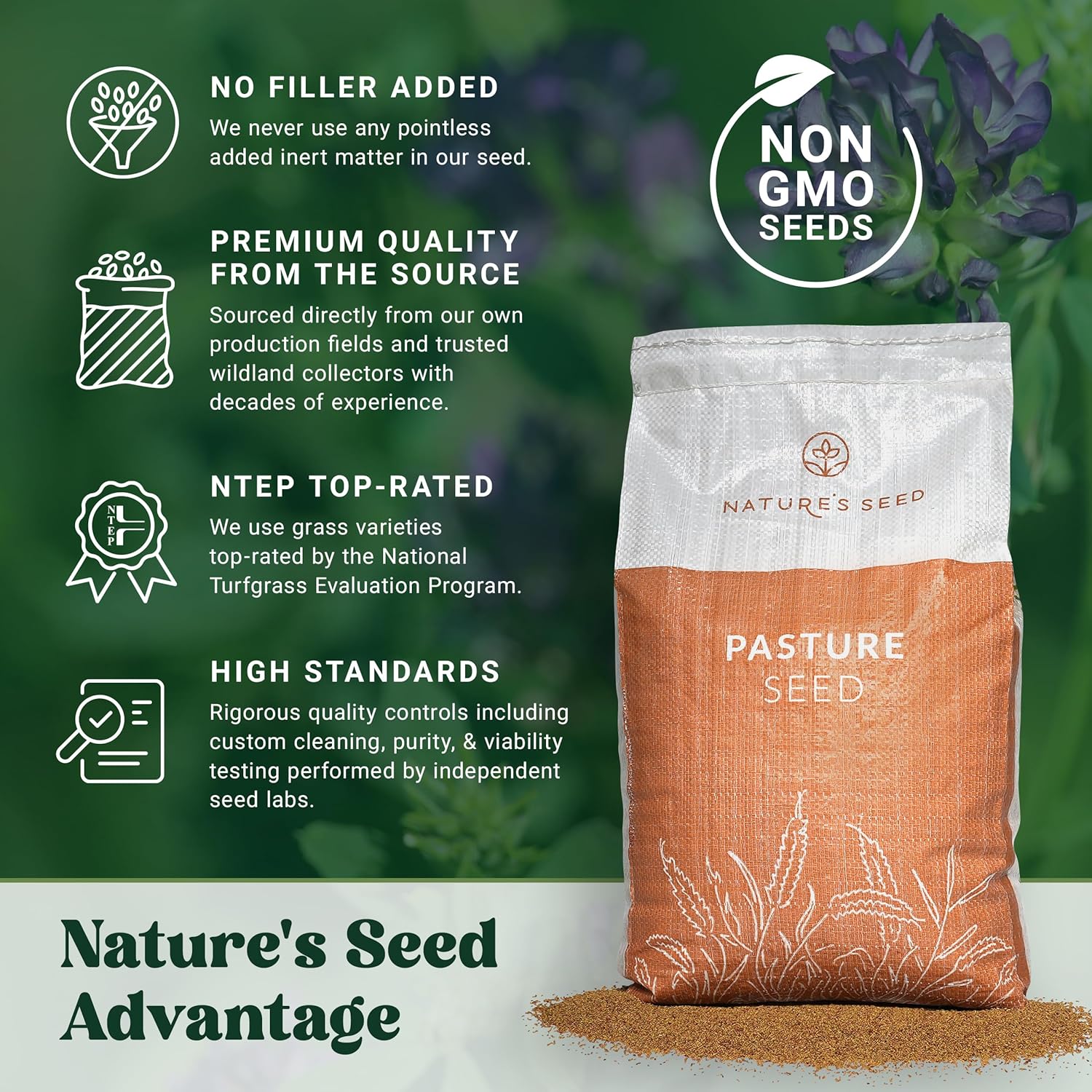Nature’s Seed Alfalfa Seeds for Planting, Food Plot, Cover Crop, Green Manure, Pasture, Forage, 5 Lbs