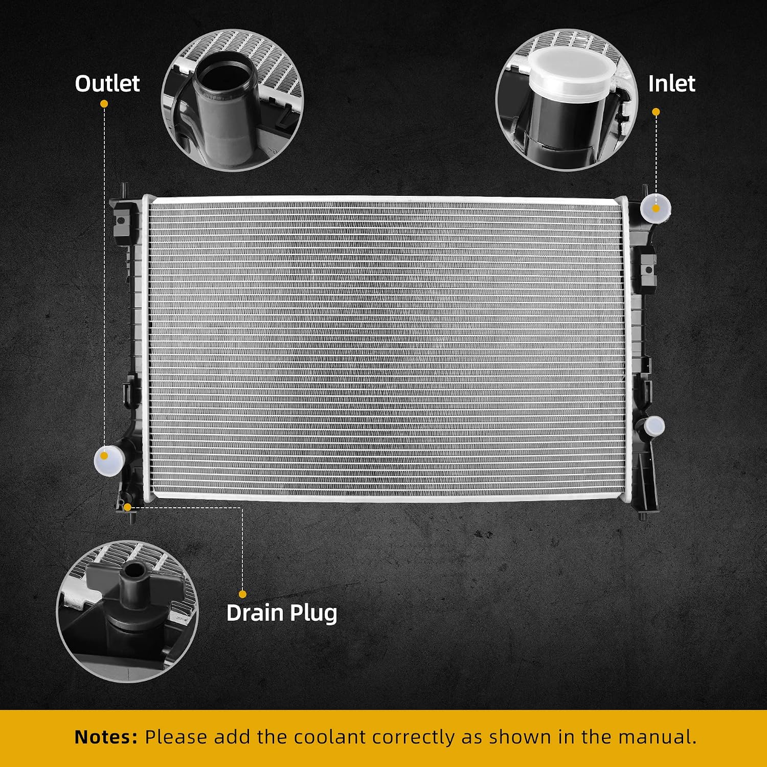 DWVO Radiator Compatible with Ford Flex Edge Taurus Lincoln MKS MKT MKX Mercury Sable 3.5L 3.7L V6 DWRD1080