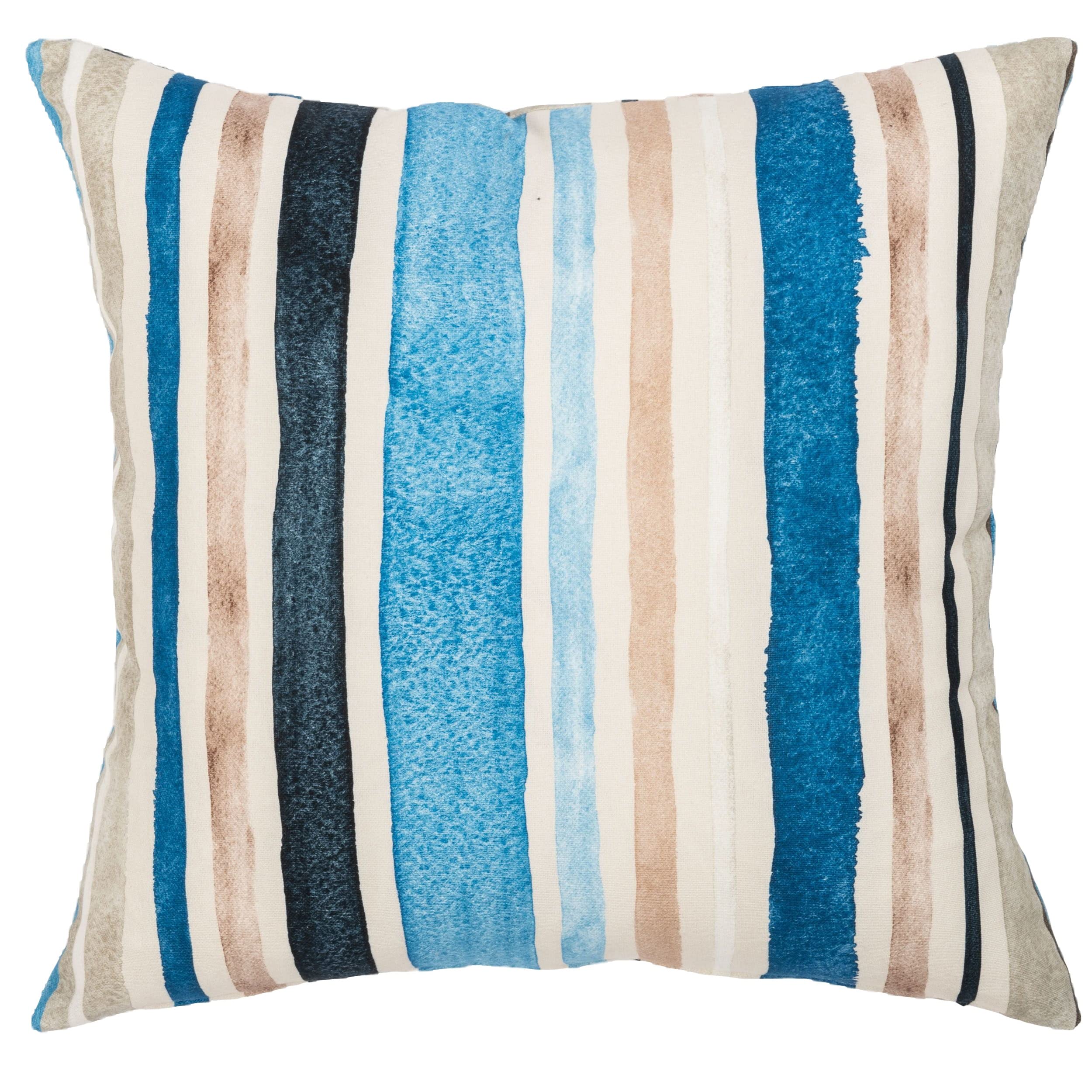 Linen Loft Blue Watercolour Ocean Stripe Cushion Cover. Traditional Nautical Verticaltizontal Stripes In Marine And Grey Hues. 17X17 Square Cover Only.