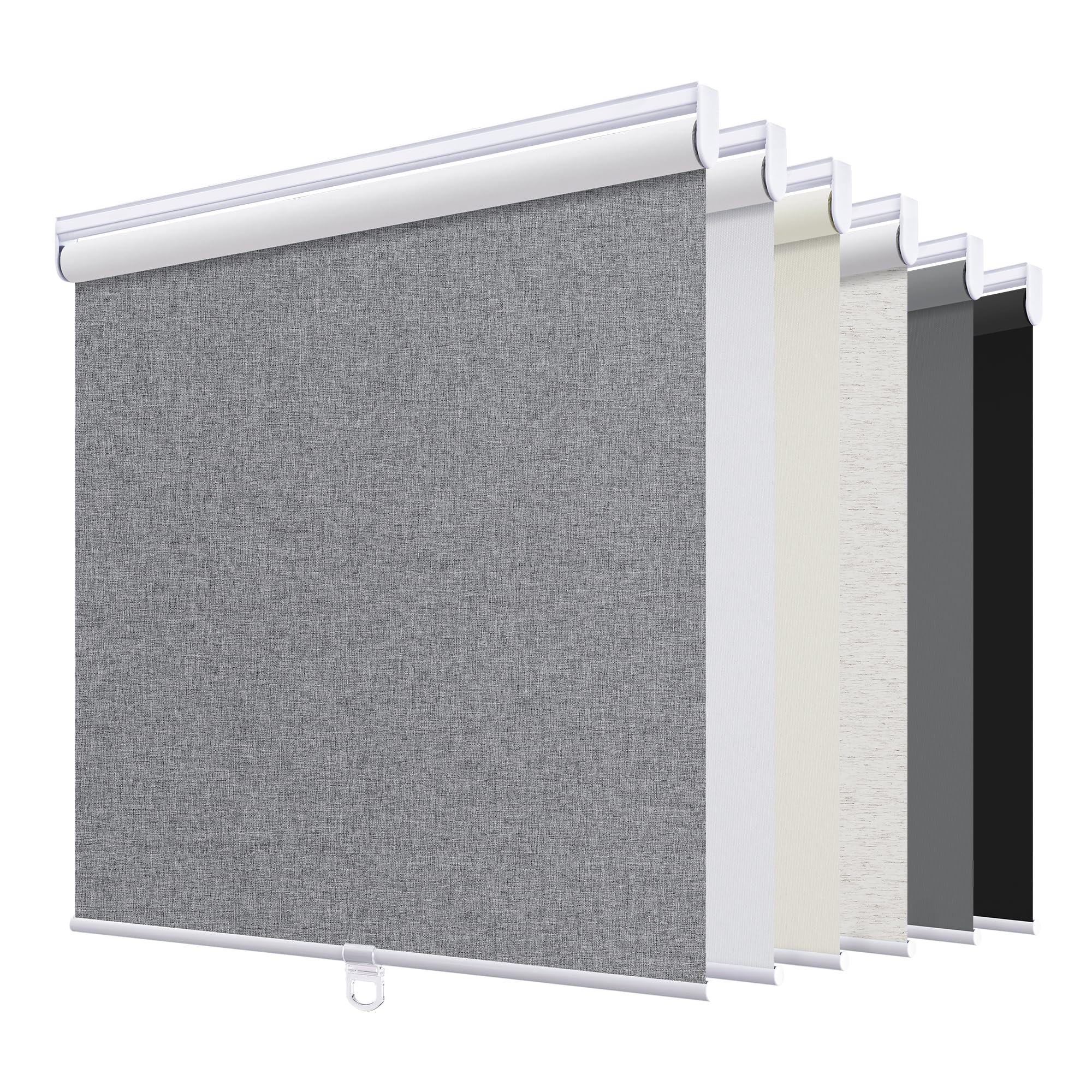 Sunoff Blackout Roller Shades Blinds Cordless for Windows Pull Down Room Darkening Door Blinds with Thermal Insulated Easy to Install for Living Room,Bedroom,Home,Office,Heather Grey 34" W x 72" H — image 1