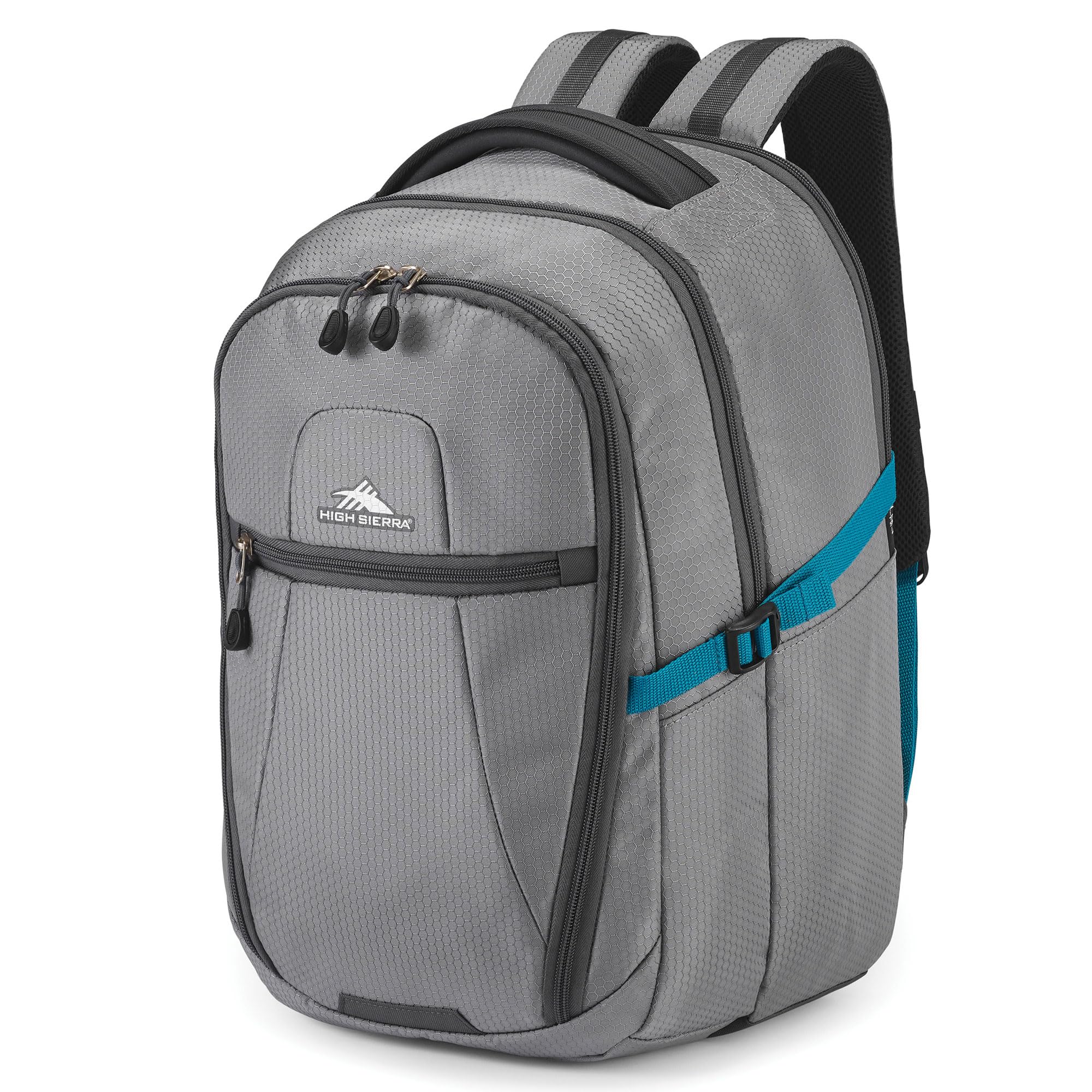 High SierraFairlead Zipper Closure Laptop Computer Travel Backpack with Padded Straps and Luggage Strap, Steel Grey/Mercury/Blue, Travel Backpacks