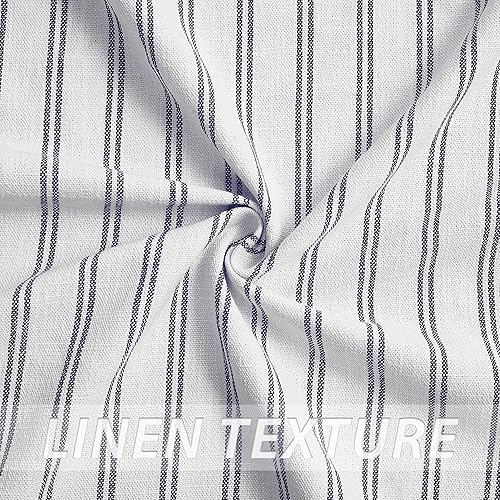 Miniatura 10 de Randall Paneles de cortina a rayas para ventana, de lino rústico, teñidas, cortinas semitransparentes pesadas para sala de estar, 40 x 63 x 2