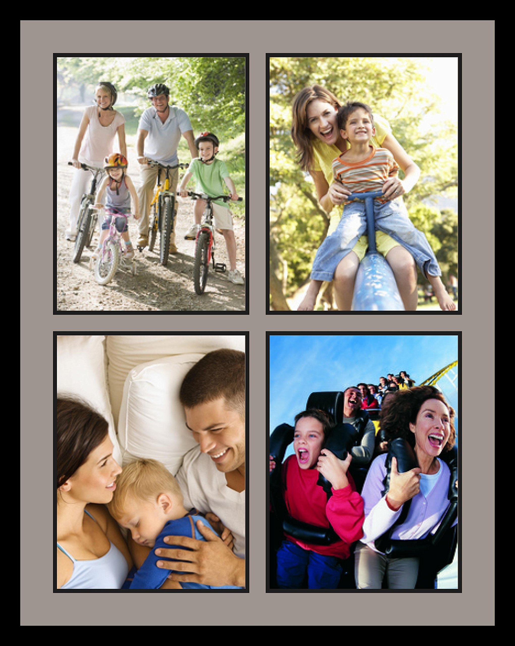 ArtToFrames Collage Photo Frame Double Mat with 4 - 12x16 Openings and Satin Black Frame