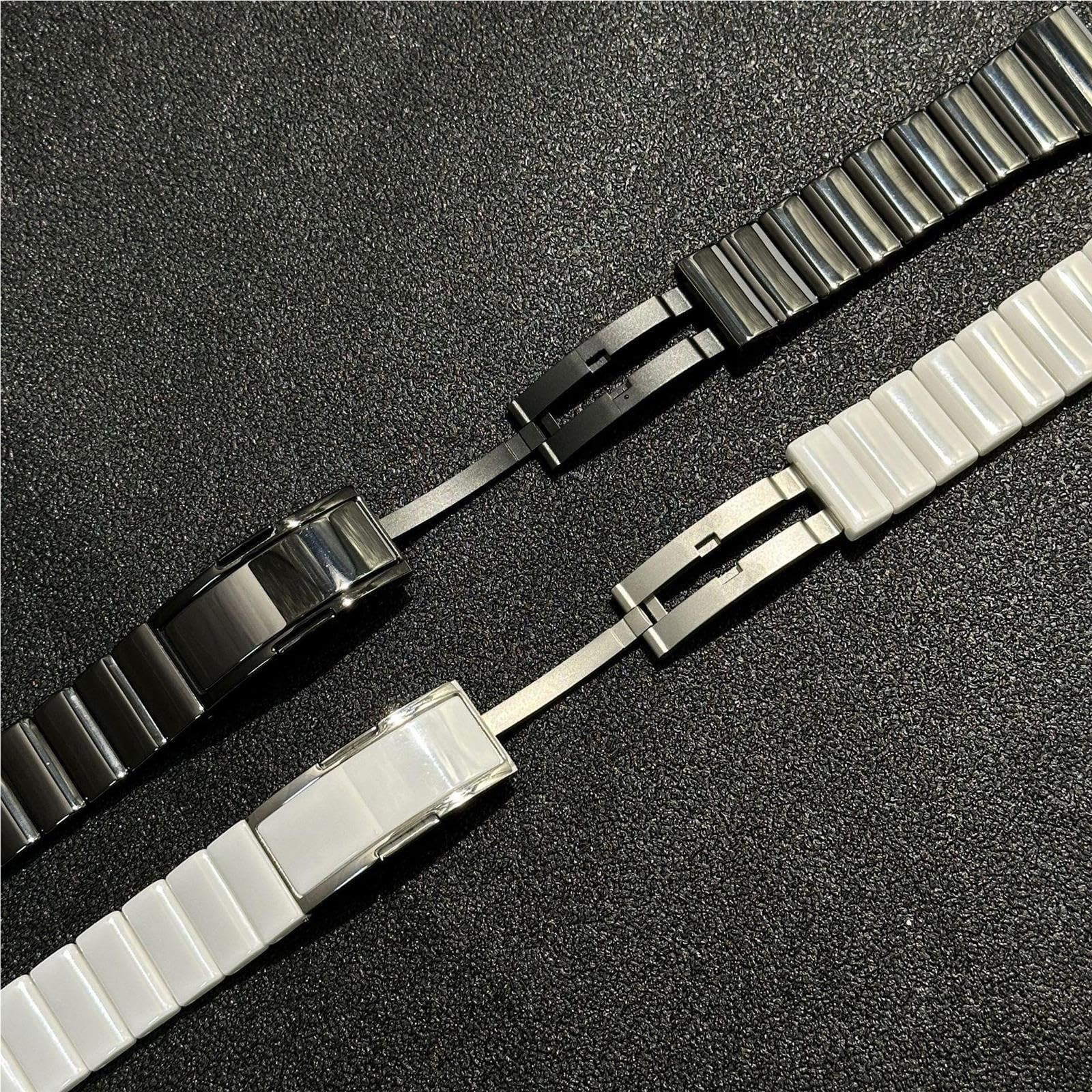 cinturino dell'orologio Polsino da uomo classico in ceramica nero con cinturino alla moda 18 mm 22
